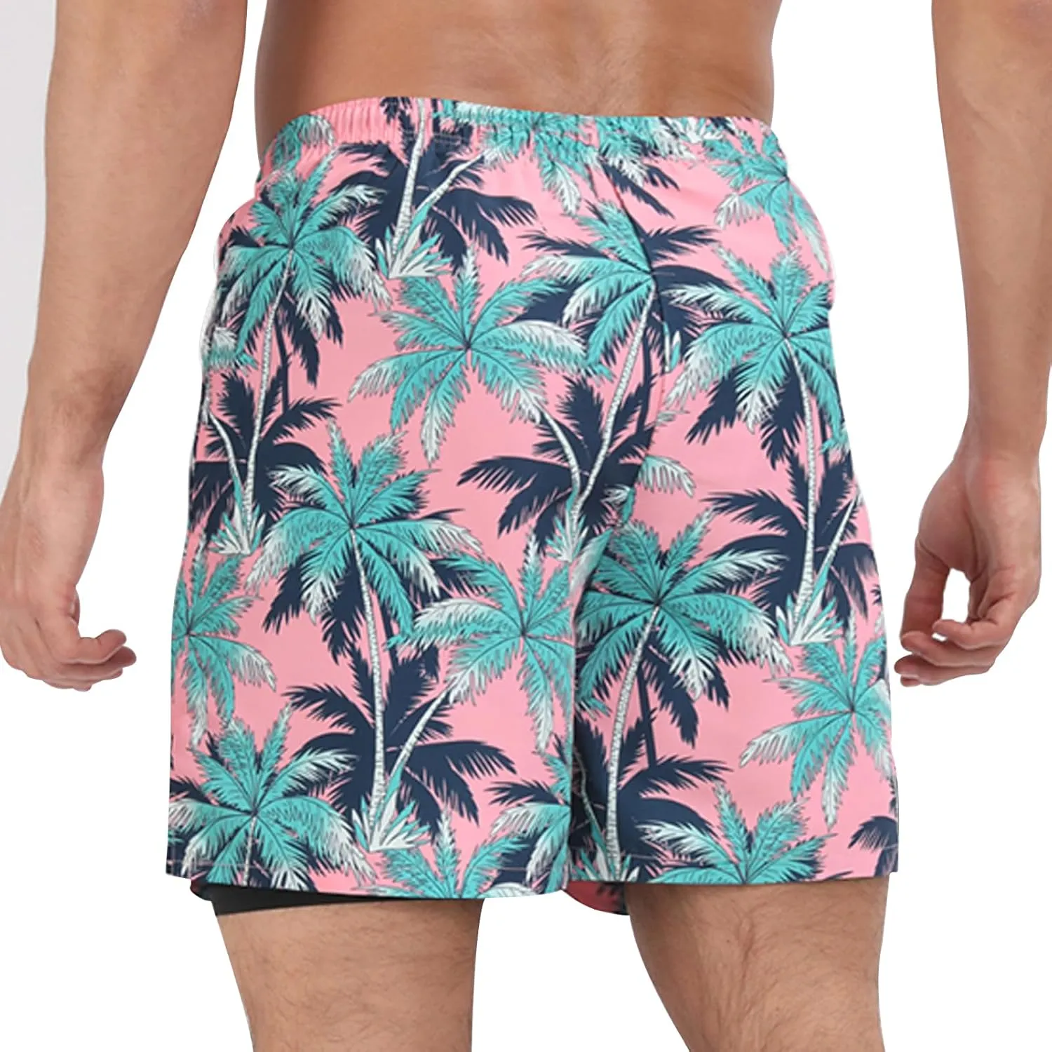 Muscle Killer Men's Swim Trunks with Compression Liner 2 in 1 Board Beach Shorts Quick Dry Swimwear Bathing Suits Swim Short