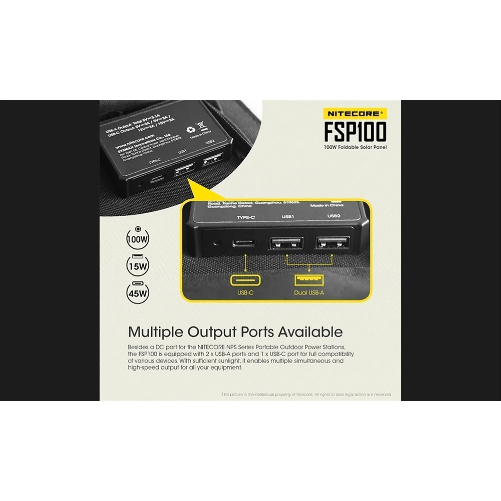Nitecore FSP100 Foldable 100W Solar Panel