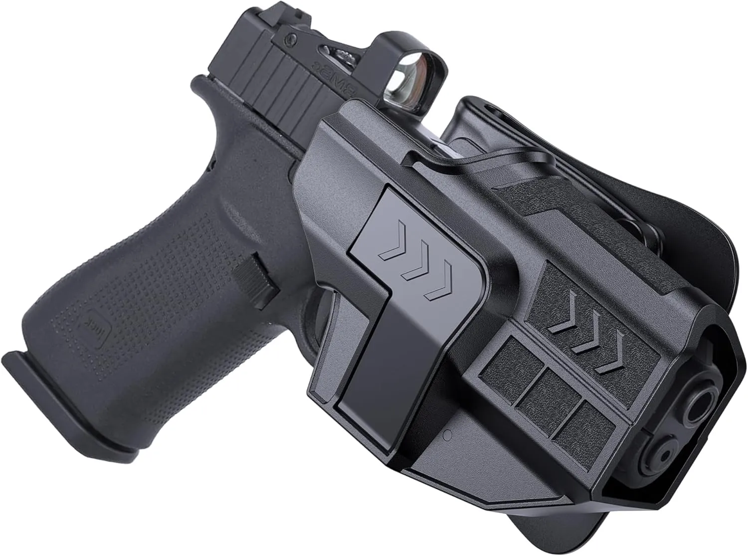 OWB Holster for Glock 43X MOS/48 MOS, Gun Holsters for Glock 43/43 x / 48, Adjustable Retention Level  Pistol Holster with Release Button, 60 Adjustable Paddle Holster, Right-Handed Open Carry
