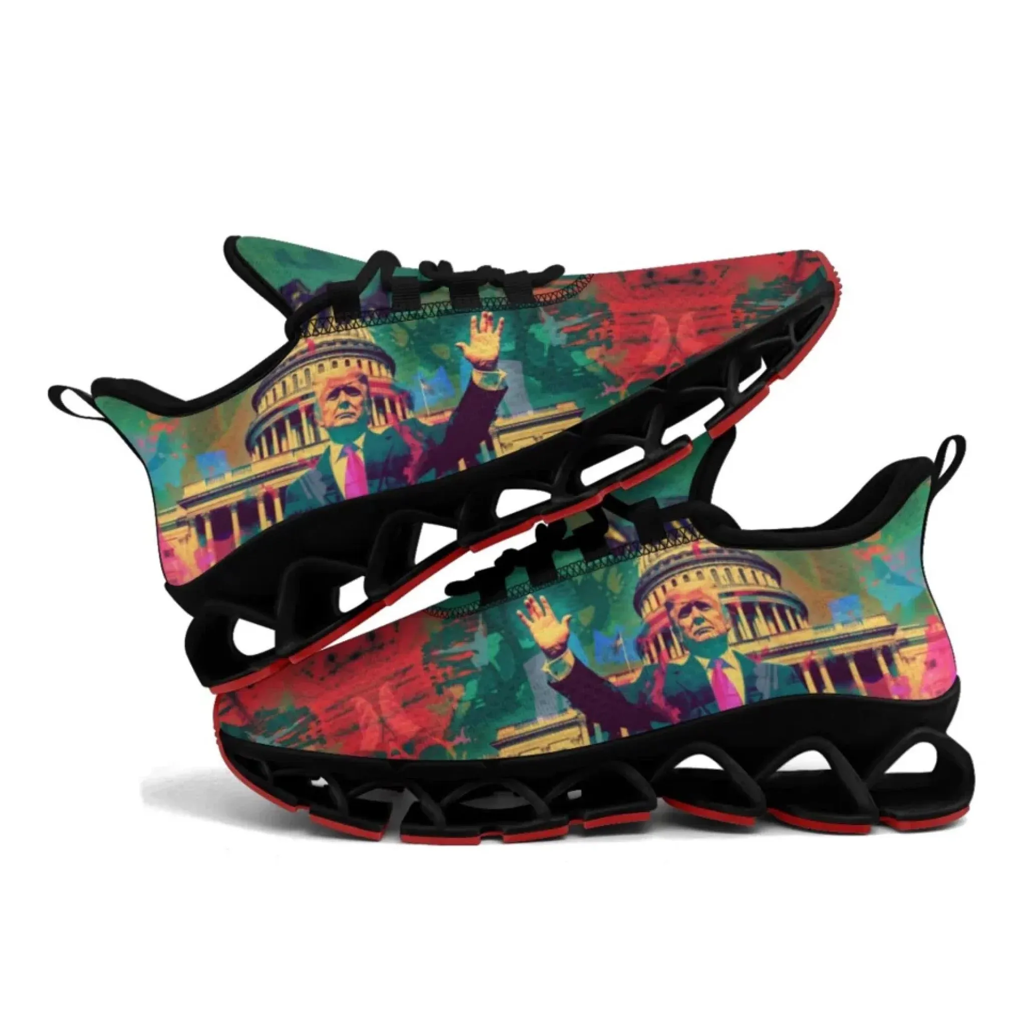 Personalized Patriotic Trump Sneakers, Custom Lightweight Walking Shoes, Pride Running Shoes