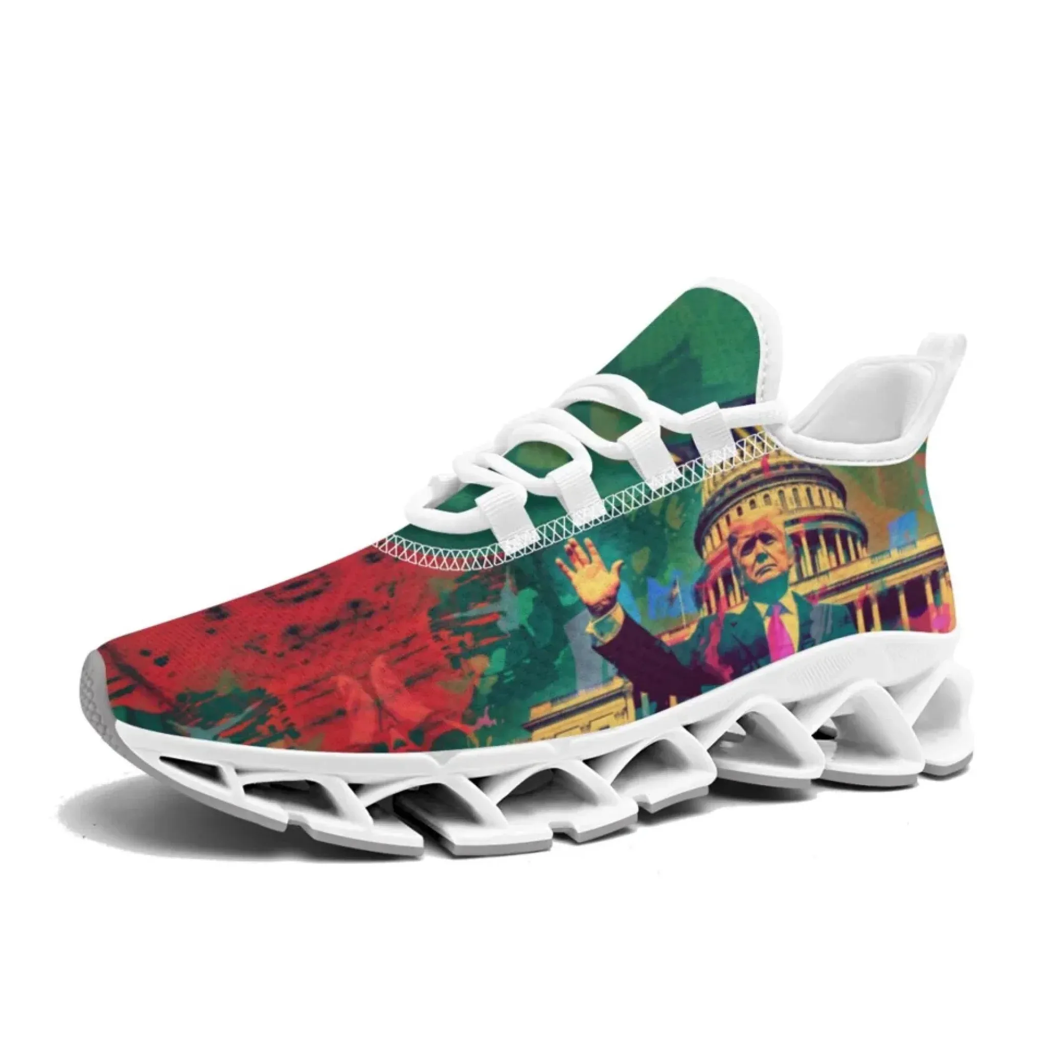 Personalized Patriotic Trump Sneakers, Custom Lightweight Walking Shoes, Pride Running Shoes
