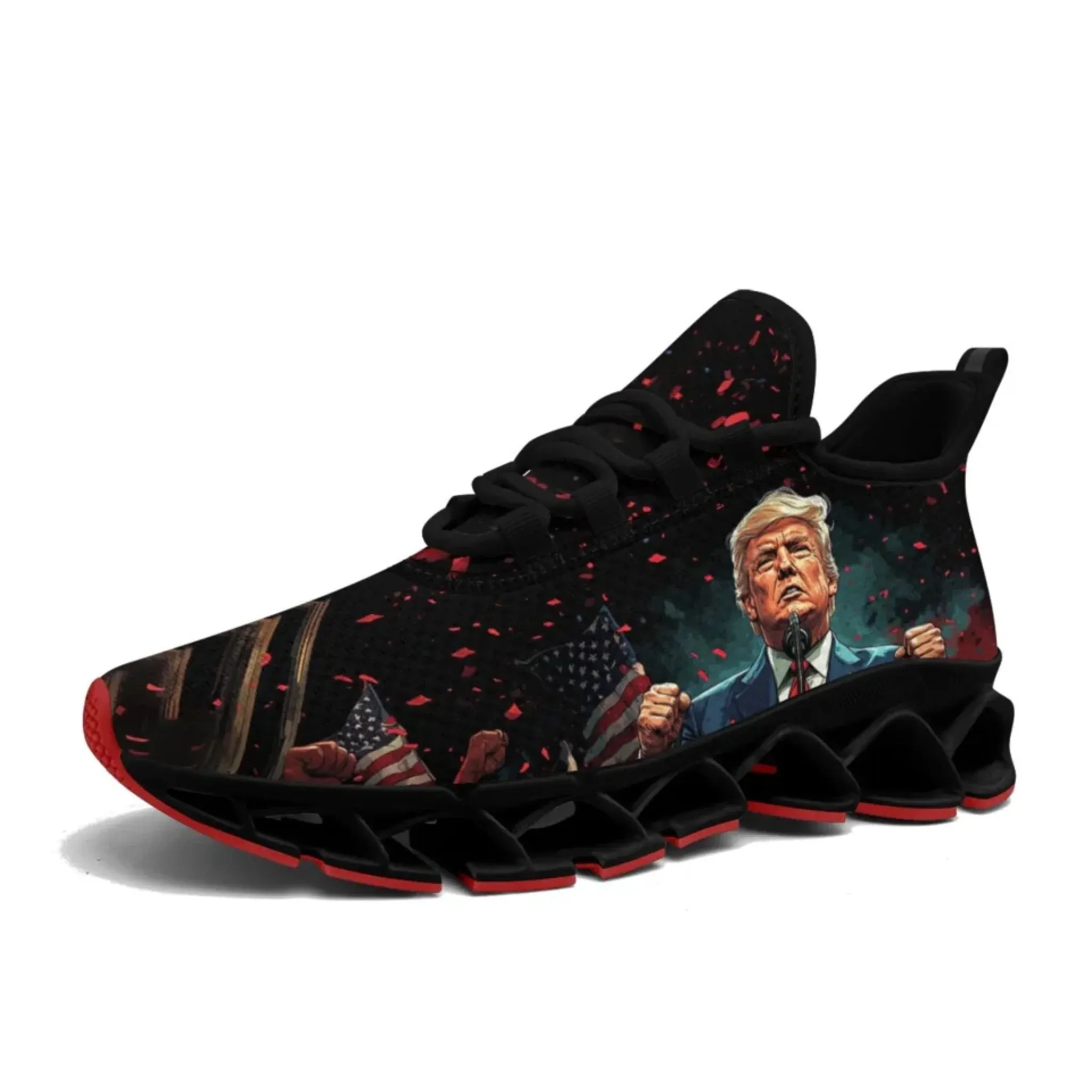 Personalized Patriotic Trump Sneakers, Custom Lightweight Walking Shoes, Pride Running Shoes
