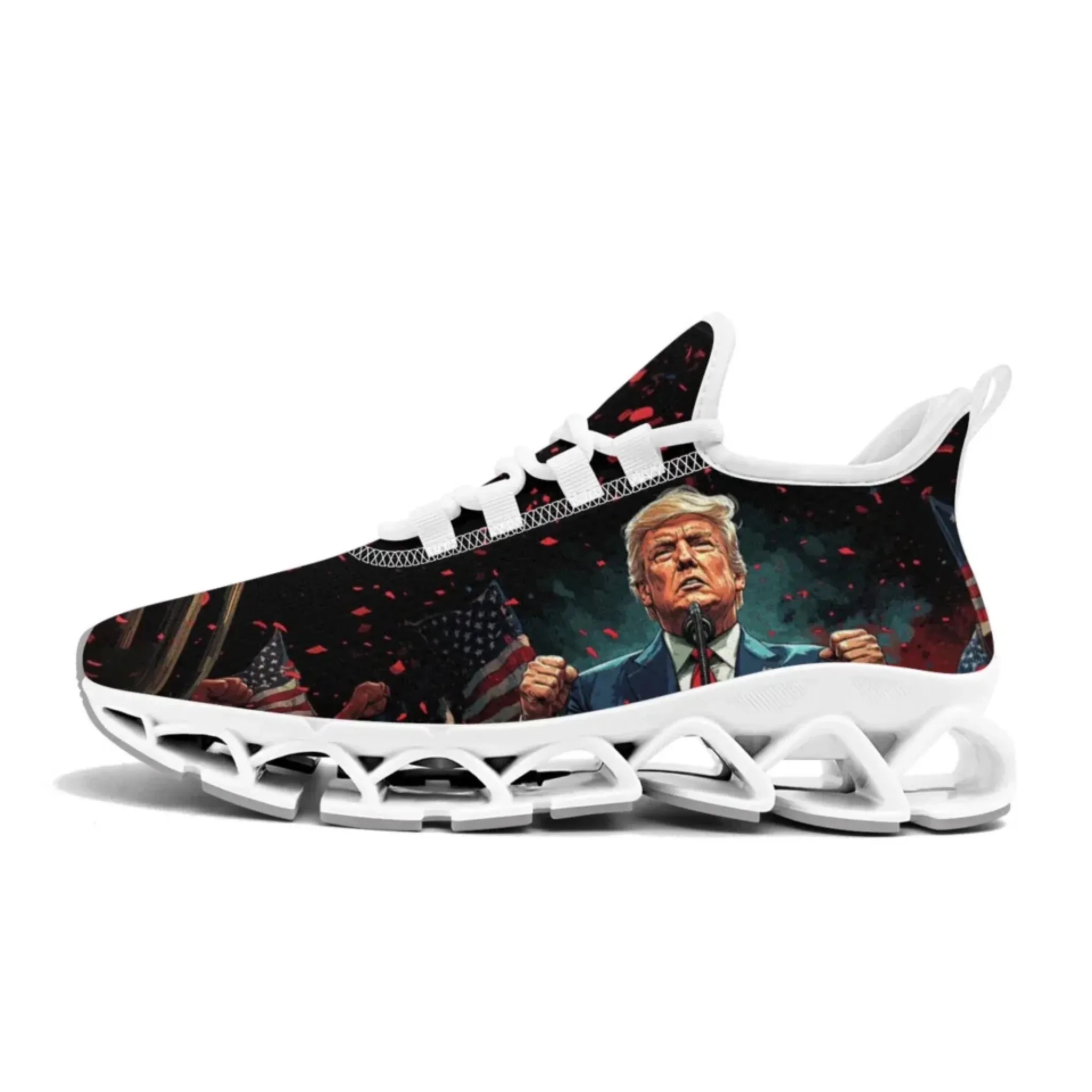 Personalized Patriotic Trump Sneakers, Custom Lightweight Walking Shoes, Pride Running Shoes