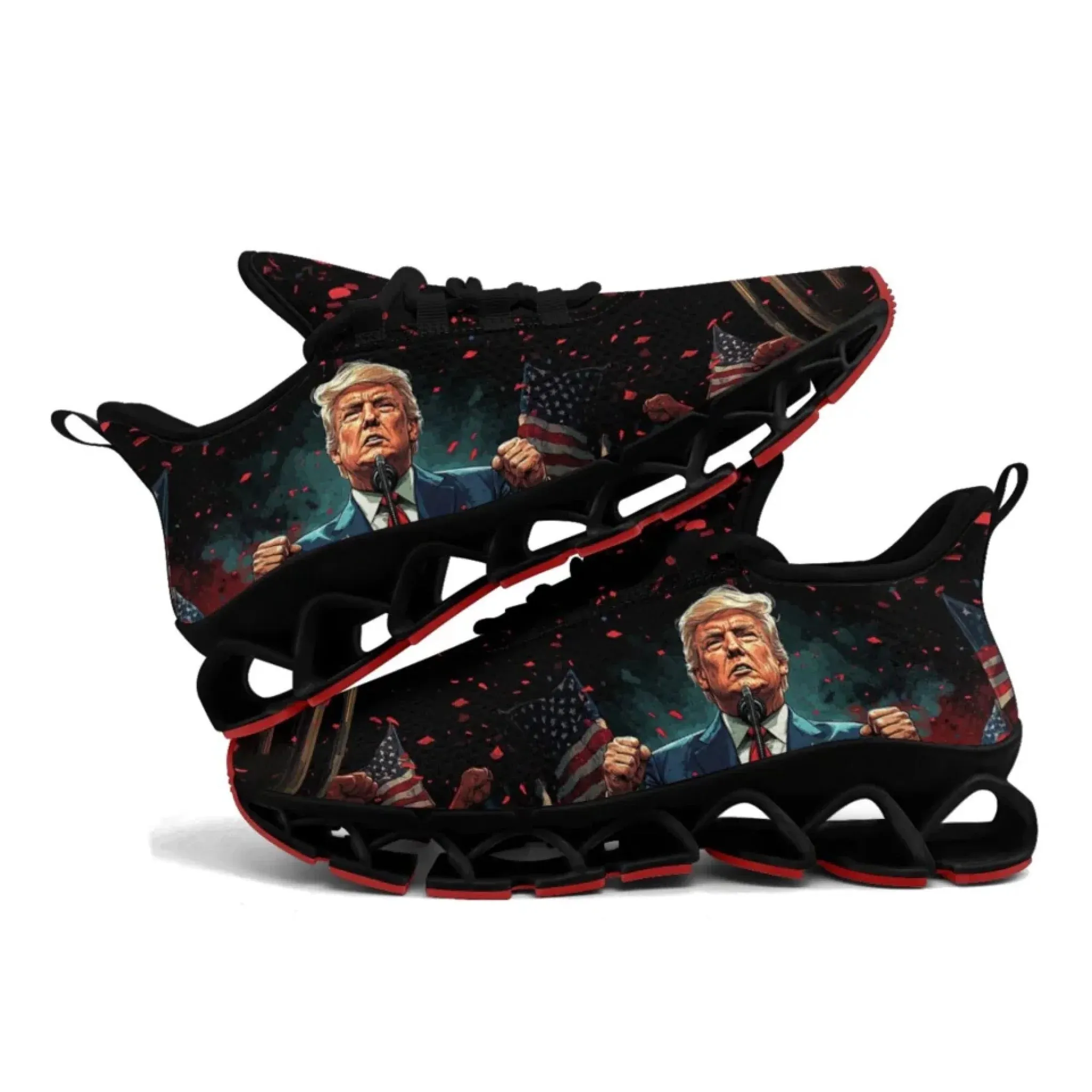 Personalized Patriotic Trump Sneakers, Custom Lightweight Walking Shoes, Pride Running Shoes