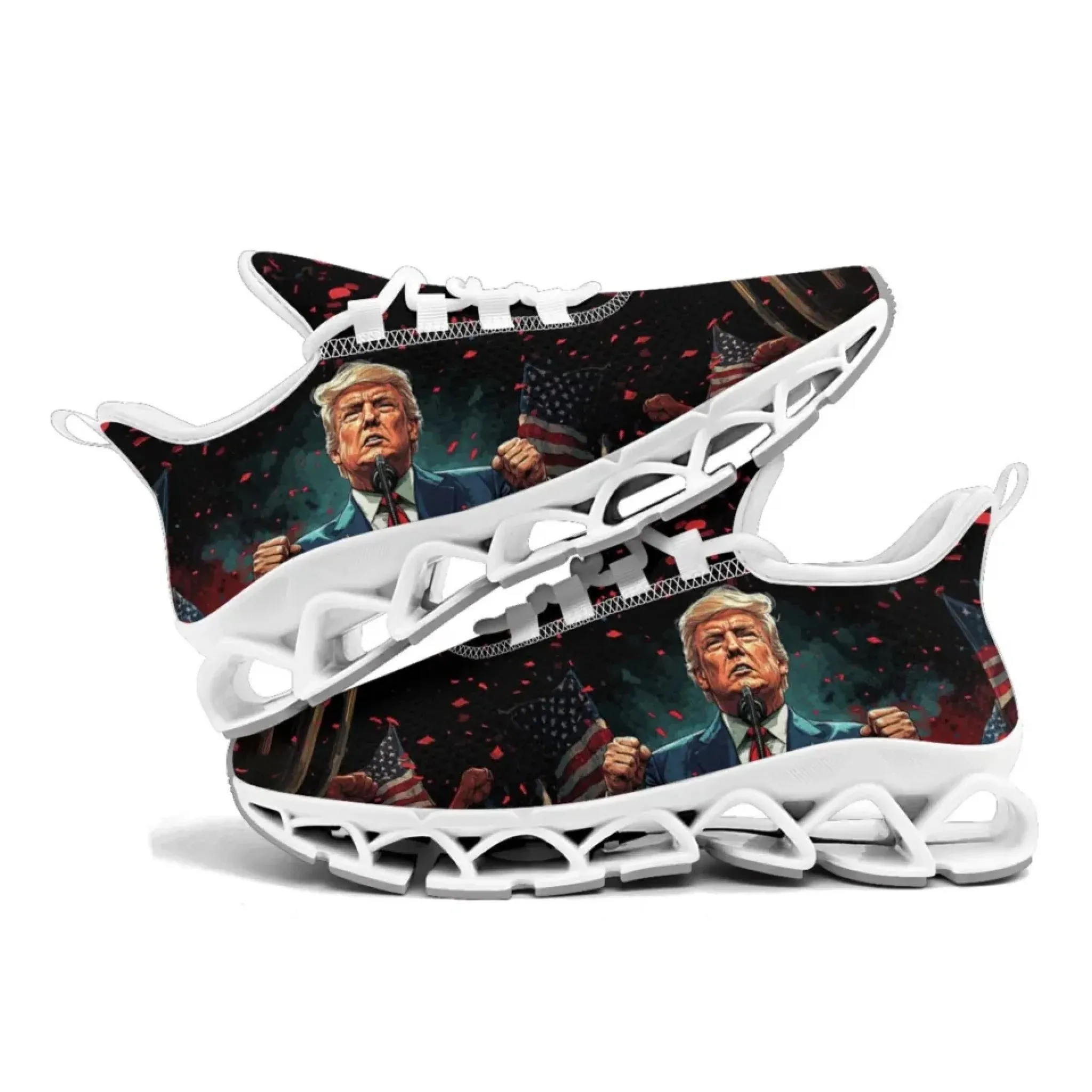 Personalized Patriotic Trump Sneakers, Custom Lightweight Walking Shoes, Pride Running Shoes