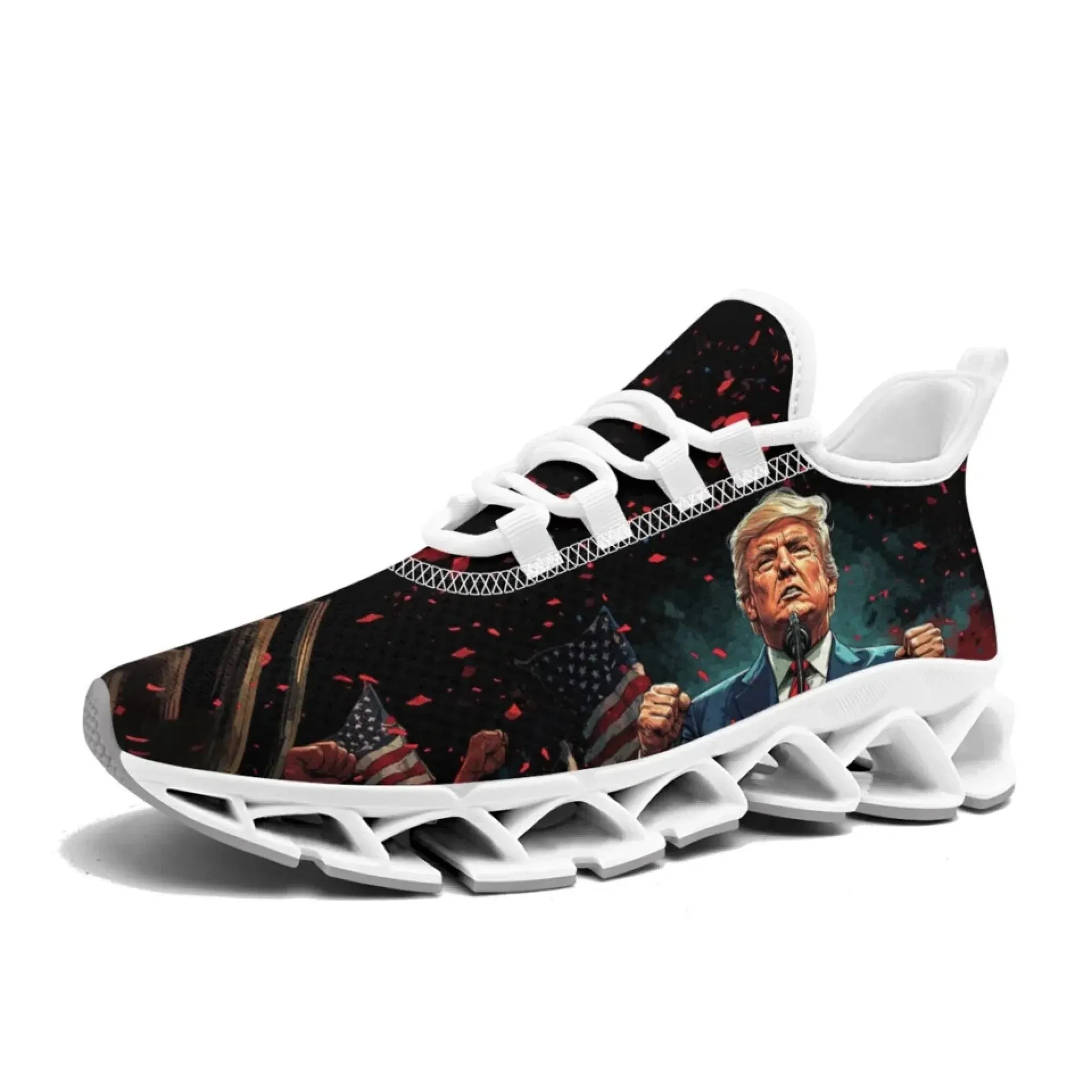Personalized Patriotic Trump Sneakers, Custom Lightweight Walking Shoes, Pride Running Shoes