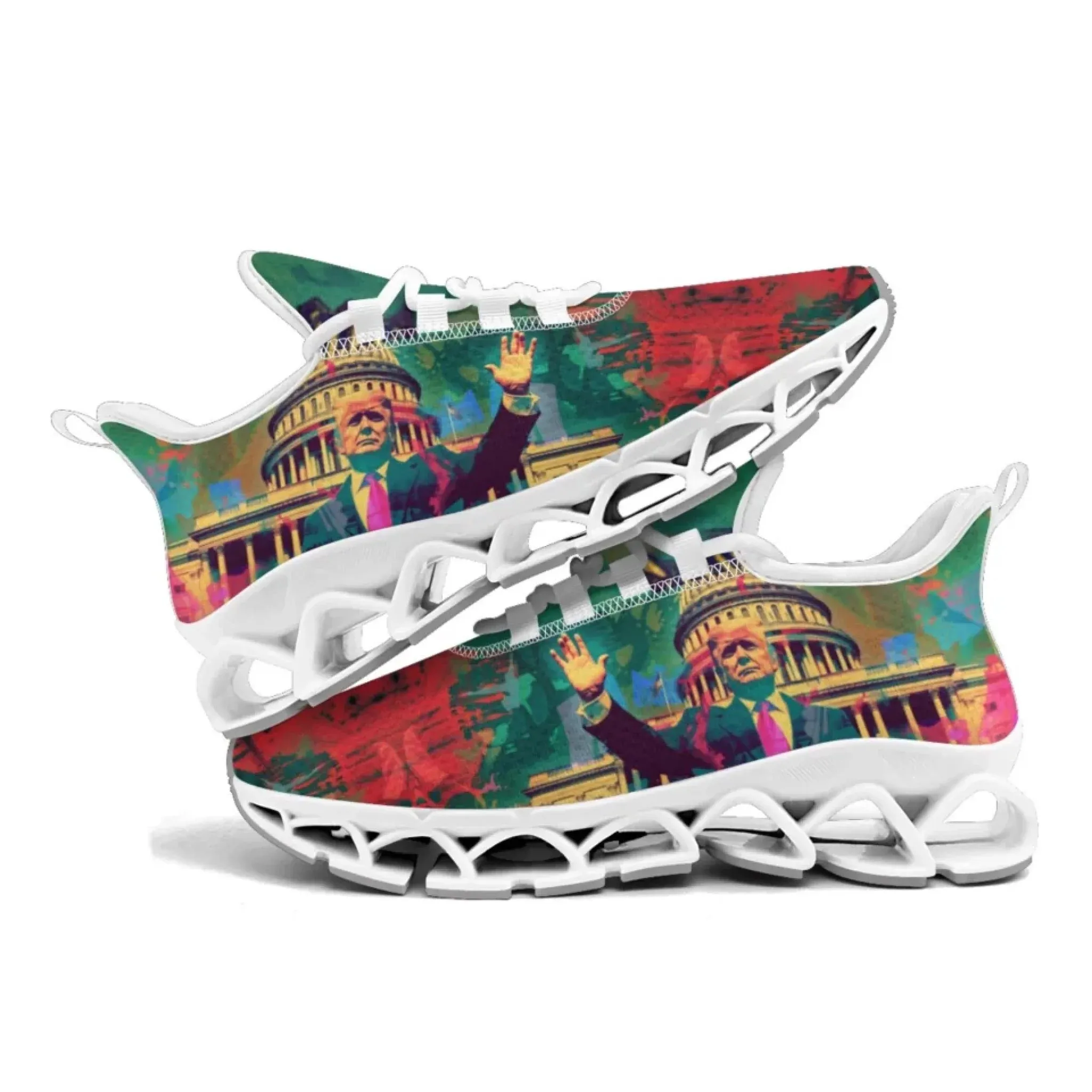 Personalized Patriotic Trump Sneakers, Custom Lightweight Walking Shoes, Pride Running Shoes