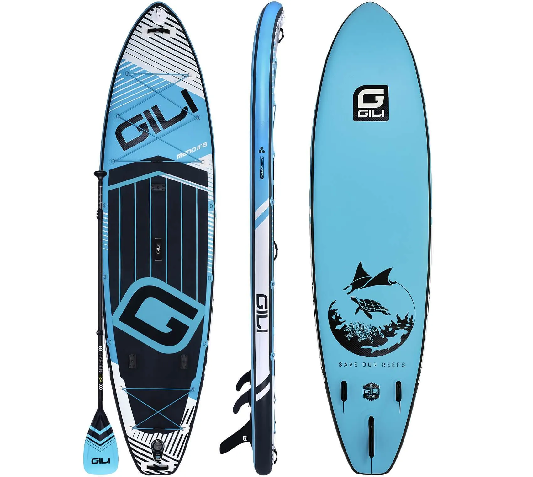 Preowned GILI 10'6 / 11'6 MENO Inflatable Stand Up Paddle Board Package