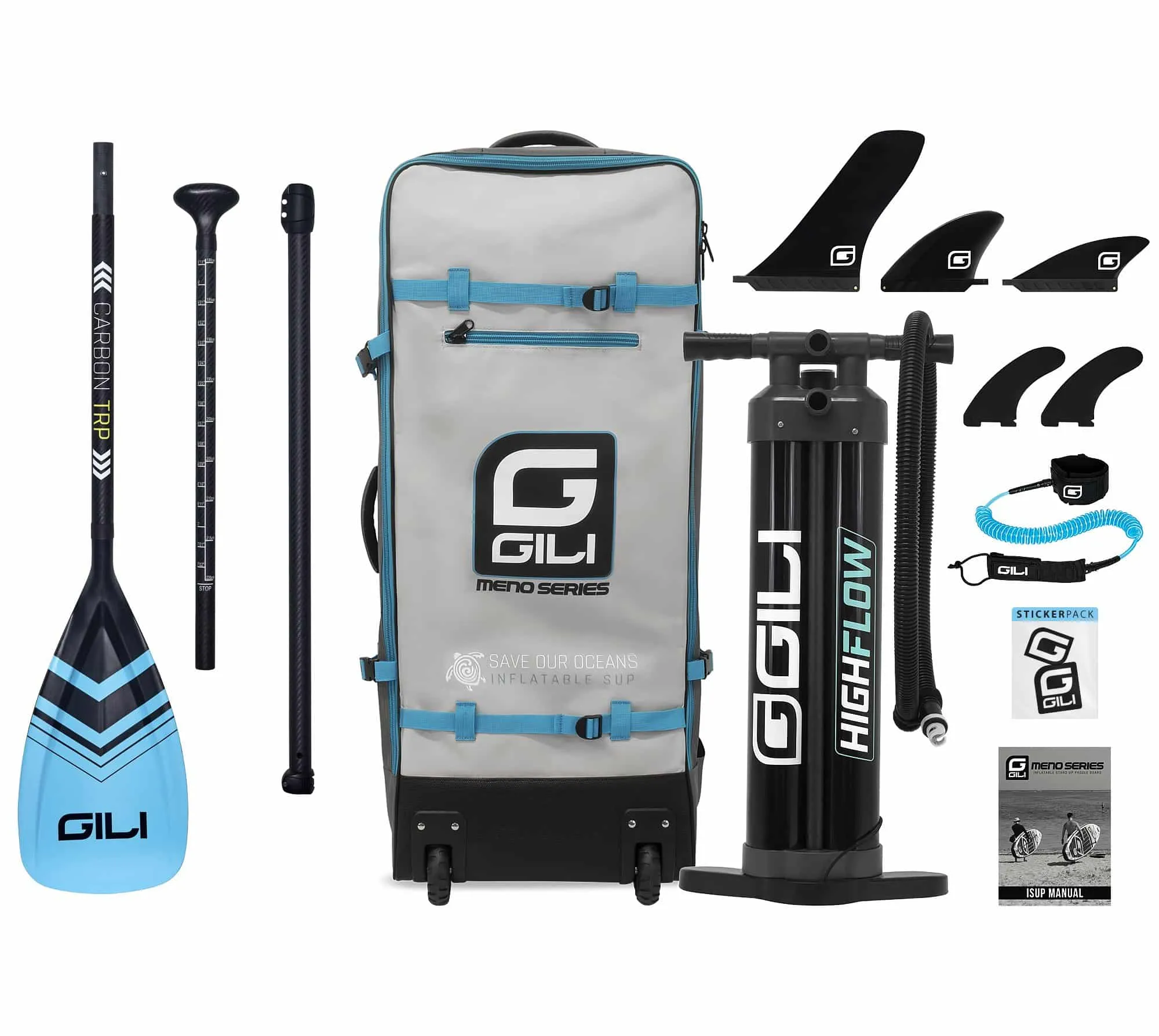 Preowned GILI 10'6 / 11'6 MENO Inflatable Stand Up Paddle Board Package
