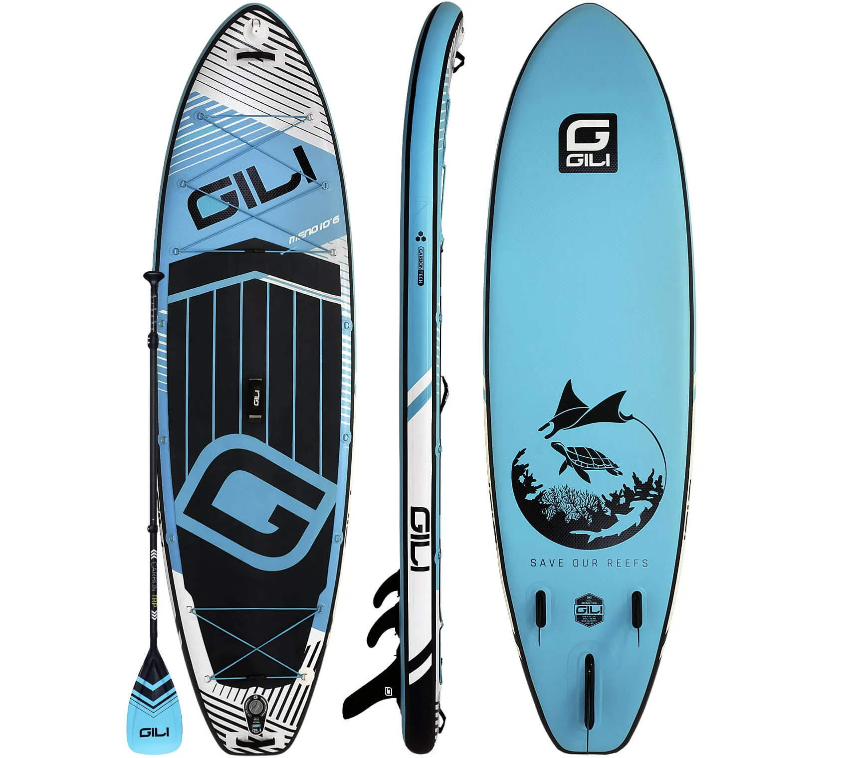 Preowned GILI 10'6 / 11'6 MENO Inflatable Stand Up Paddle Board Package