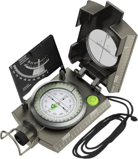 Proster IP65 Compass Hiking Survival - Lensatic Sighting Compass for Camping Navigation, Compass with Clinometer & Carry Bag for Camping Hunting Hiking Geology Activities