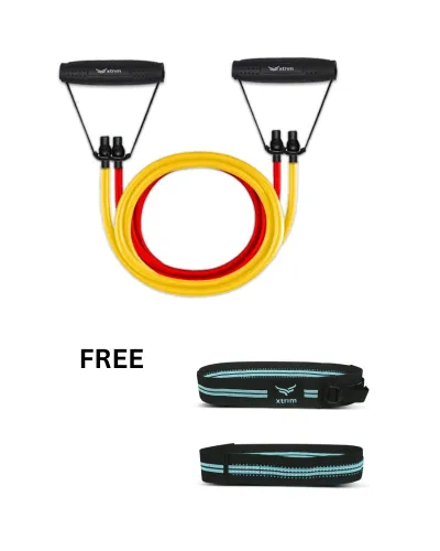 Resistance Bands with Portable Mesh Carry Bag, Adjustable   Resistance Bands with Non-Slip Grip Handles & Stretchable Bands ( BUY 1 GET 1 FREE )