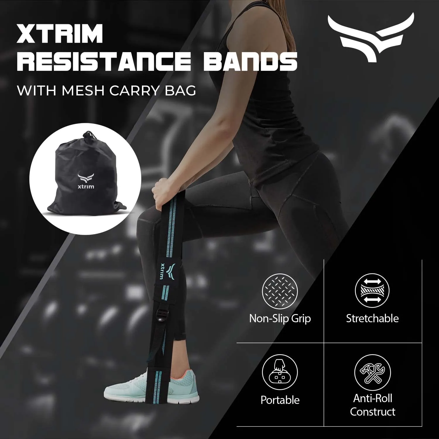 Resistance Bands with Portable Mesh Carry Bag, Adjustable   Resistance Bands with Non-Slip Grip Handles & Stretchable Bands ( BUY 1 GET 1 FREE )