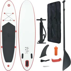 SKM Stand Up Paddle Board Set SUP Surfboard Inflatable Red and White-2201