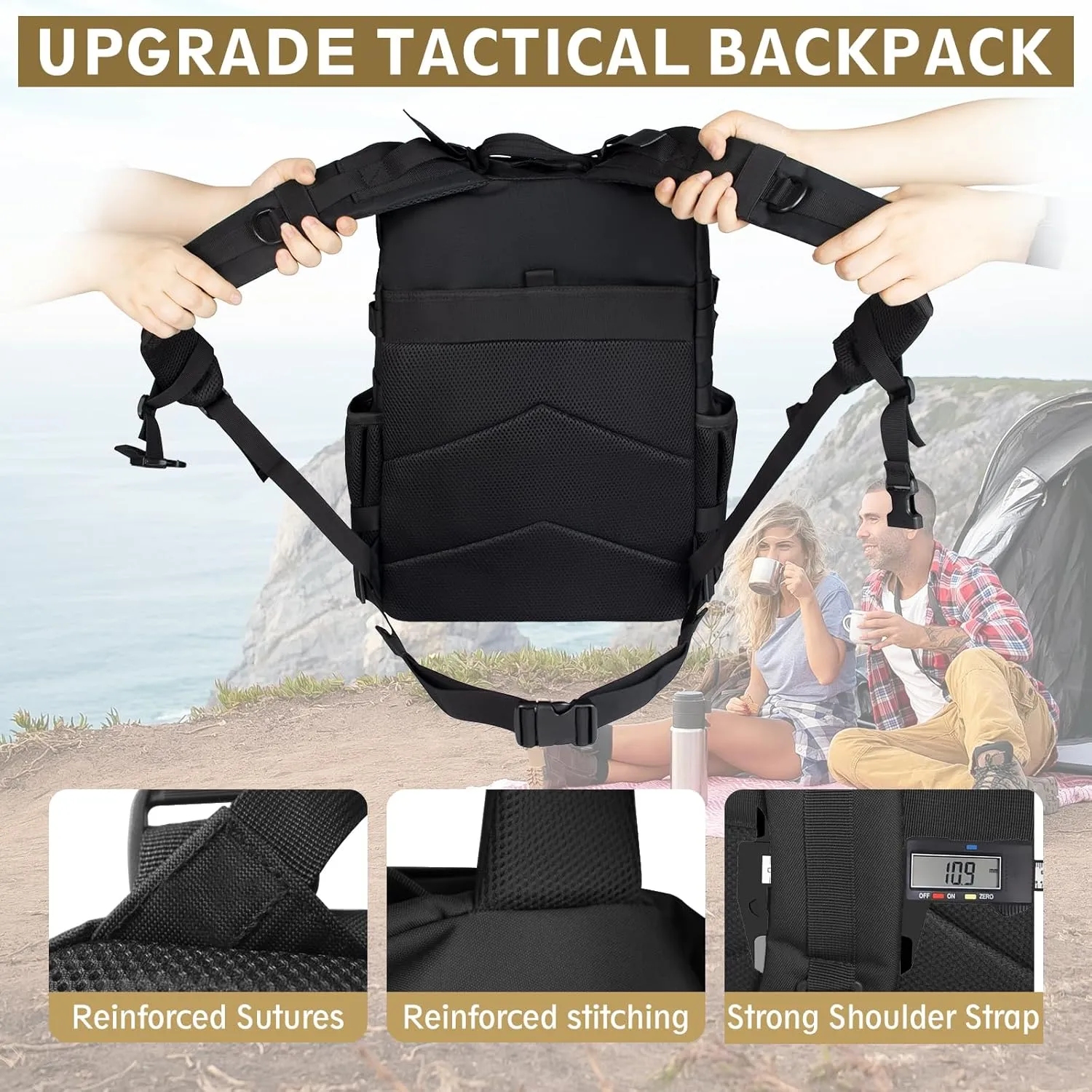 Small Tactical Backpack - 25L/35L/45L Military Tactical Backpack For Men Molle Daypack 3 Day Bug Out Bag Hiking Rucksack With Bottle Holder 25L Small Black Backpacks