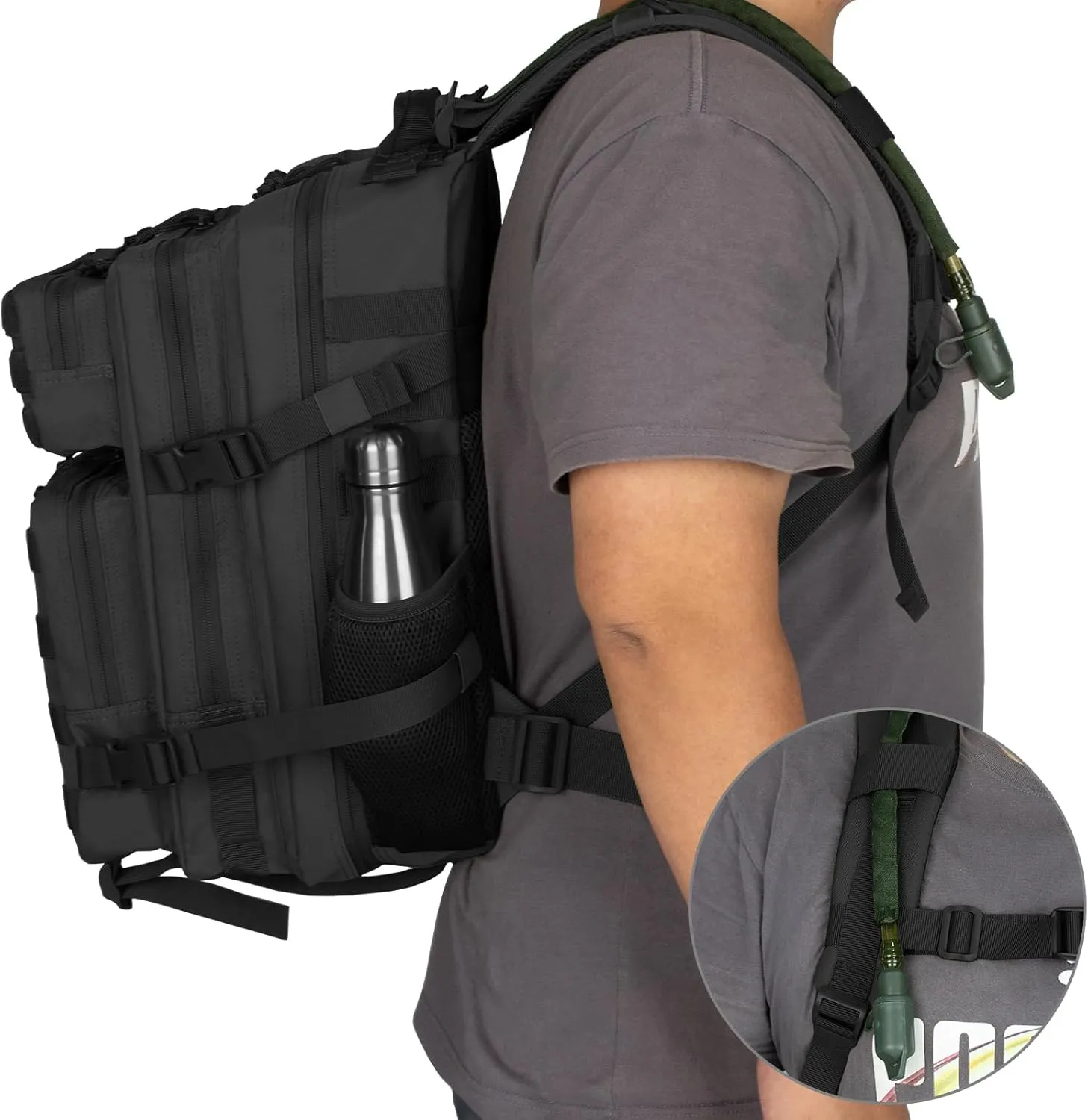 Small Tactical Backpack - 25L/35L/45L Military Tactical Backpack For Men Molle Daypack 3 Day Bug Out Bag Hiking Rucksack With Bottle Holder 25L Small Black Backpacks