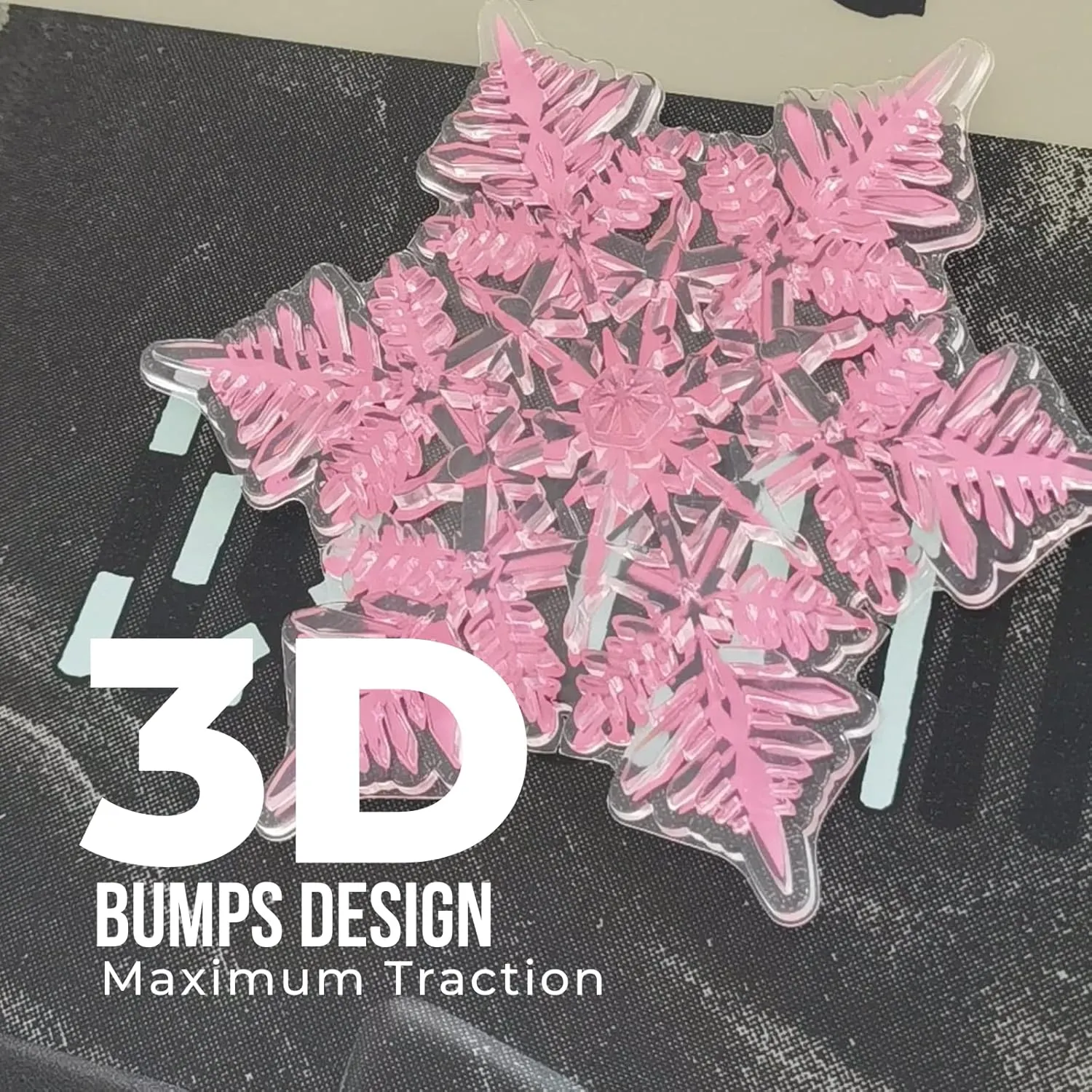 Snowboard Stomp Pad, 3D Clear Snowflake Snowboarding Stomp Pads, PVC Material