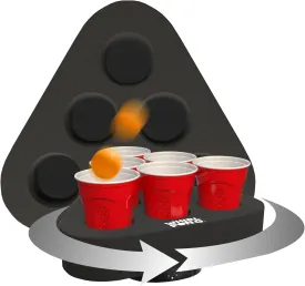 Spinning Cup Pong Game - Black, Foam Triangle on Electric Spinning Platforms - Perfect for Tailgates, Socials, & Parties - USB Rechargeable, Waterproof, & Portable (Set of 2)