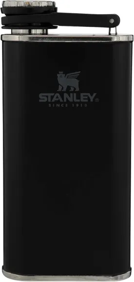 Stanley Classic Easy Fill Wide Mouth Flask 8 oz | Leakproof Hip Flask | Hinge Connected Never Lose Cap | Insulated Stainless Steel Liquor Container | BPA-Free | Matte Black