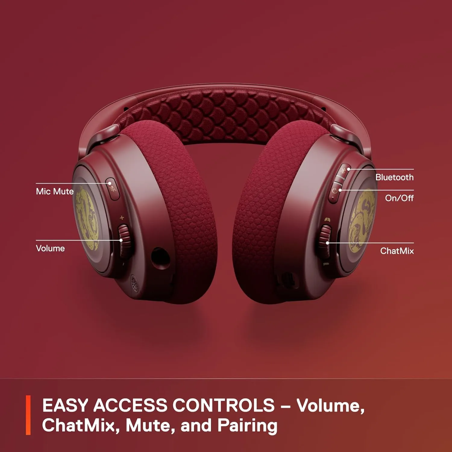 SteelSeries Arctis Nova 7 Wireless Multi-Platform Gaming Headset  Dragon Edition  Two Speaker Plate Sets  Dual Wireless 2.4GHz & Bluetooth  38 HR Fast Charge Battery  PC, PS, Mac, Mobile, Switch