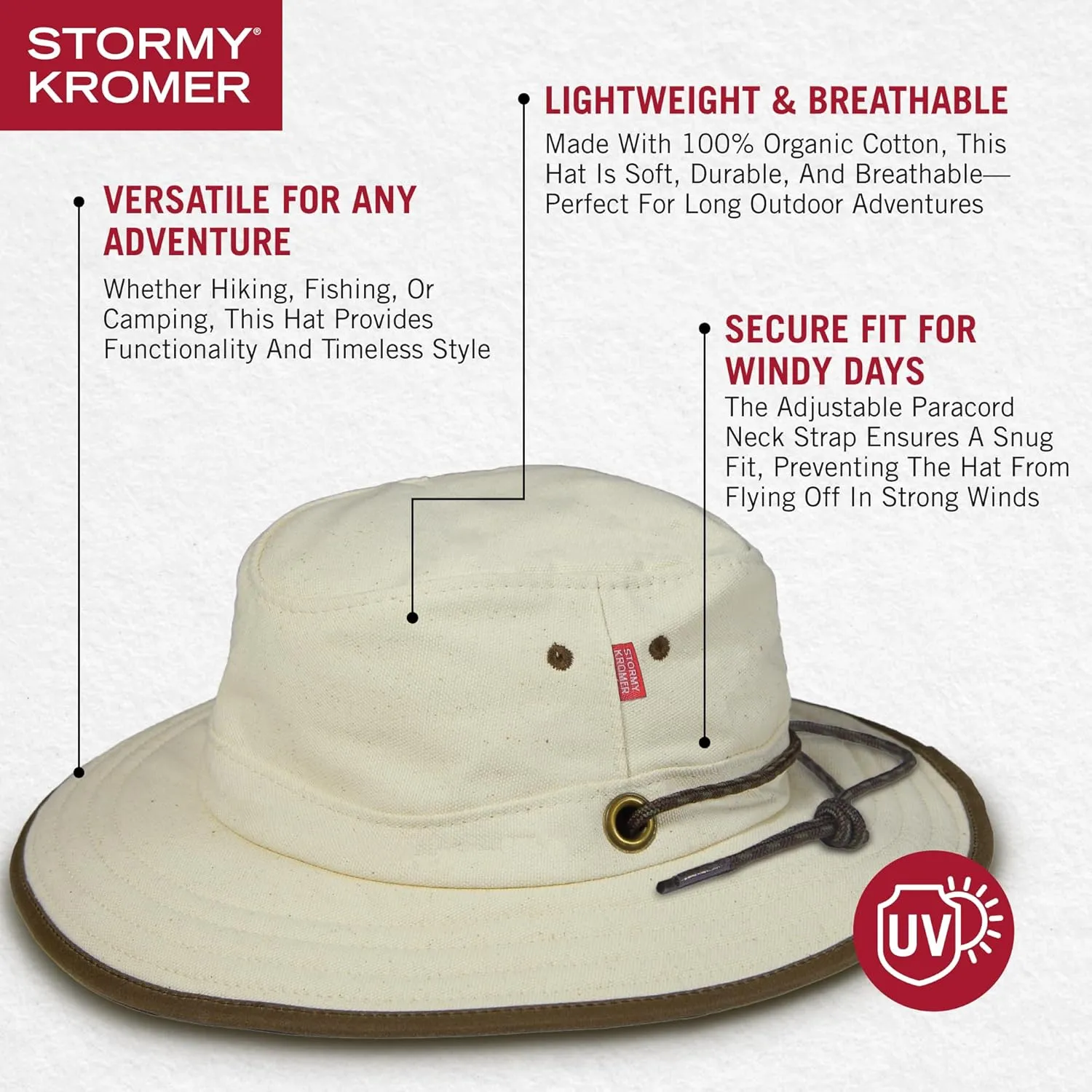 Stormy Kromer The Canvas Cruiser, Durable Sun Hat, 100% Organic Cotton, Adjustable Paracord Neck Strap for Outdoor Adventures
