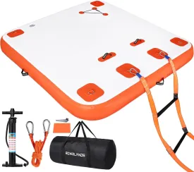 Swim Platform Floating Island Raft, None-Slip Surface Inflatable Floating Dock, Large Air Mat Inflatable Water Pad, for Lake Pool Beach Ocean