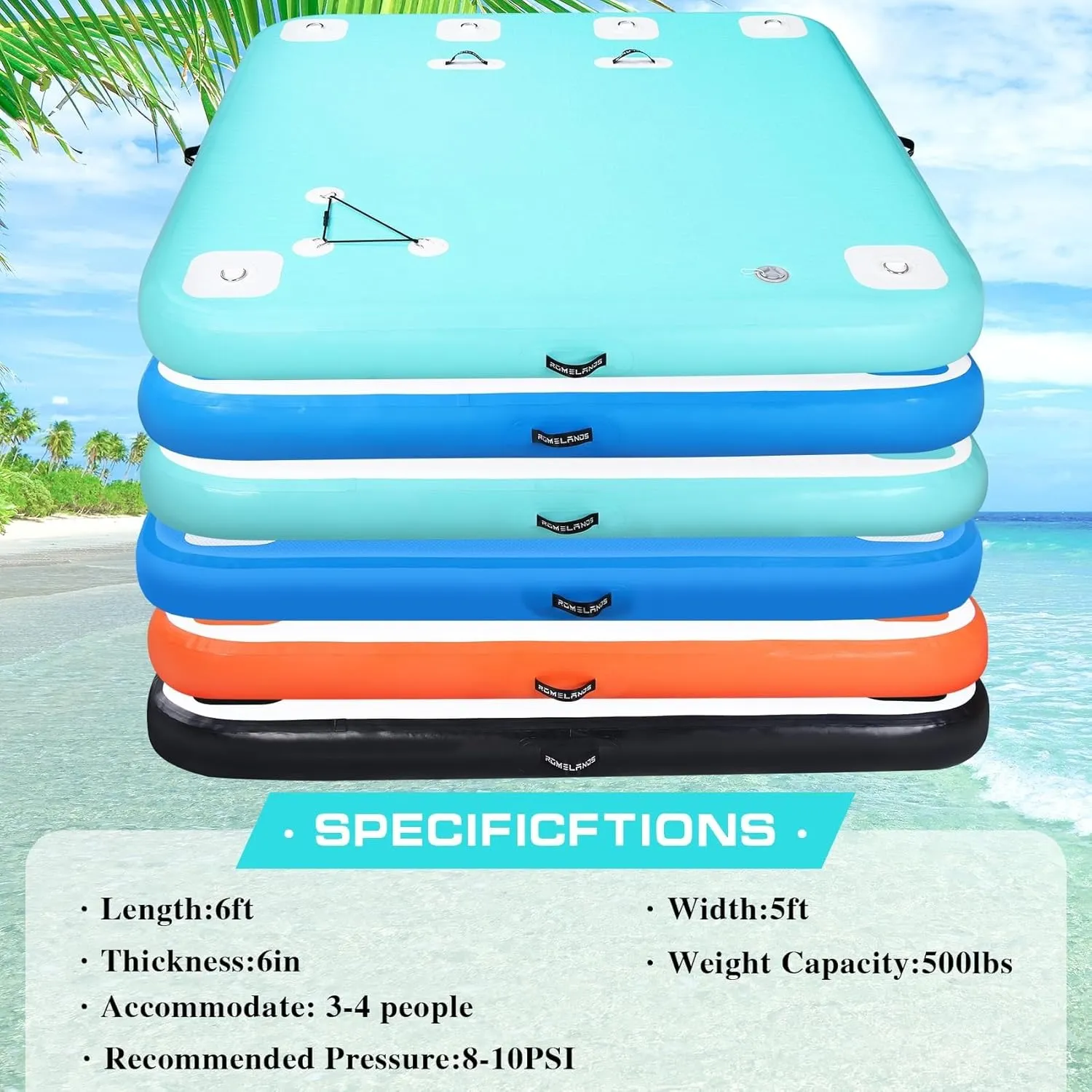 Swim Platform Floating Island Raft, None-Slip Surface Inflatable Floating Dock, Large Air Mat Inflatable Water Pad, for Lake Pool Beach Ocean