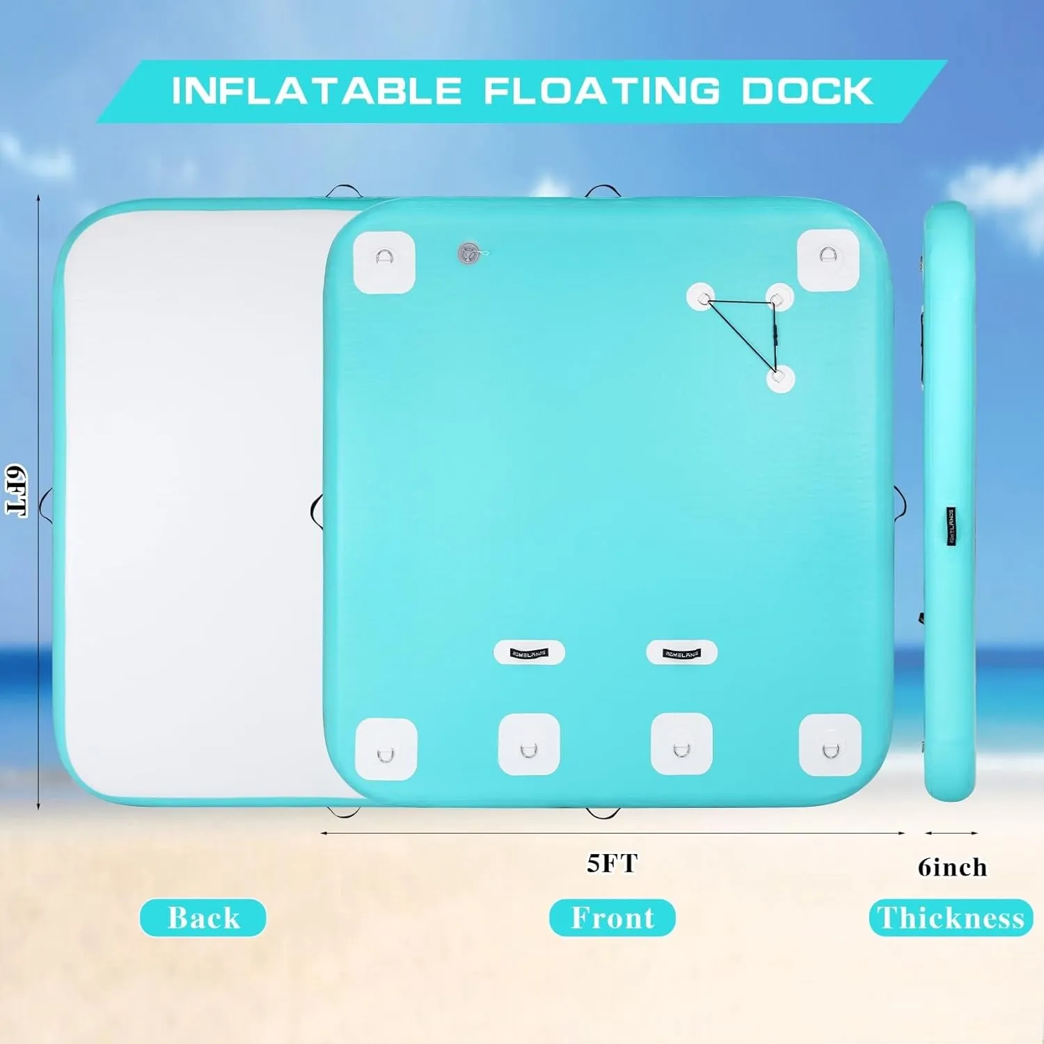 Swim Platform Floating Island Raft, None-Slip Surface Inflatable Floating Dock, Large Air Mat Inflatable Water Pad, for Lake Pool Beach Ocean