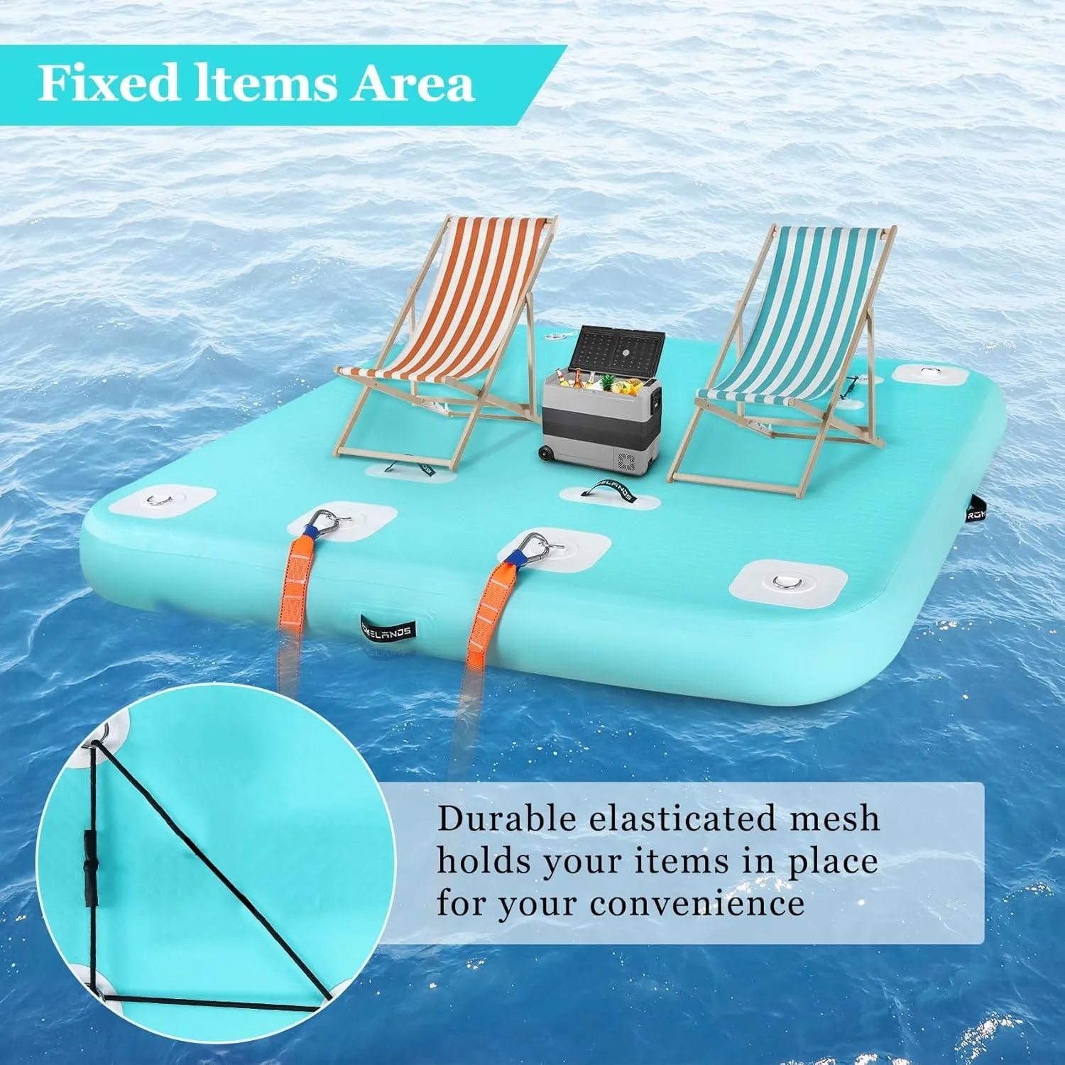 Swim Platform Floating Island Raft, None-Slip Surface Inflatable Floating Dock, Large Air Mat Inflatable Water Pad, for Lake Pool Beach Ocean