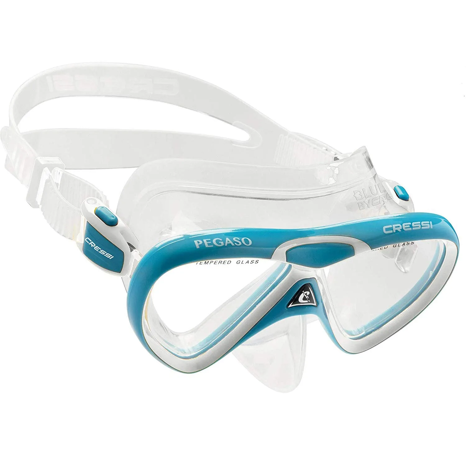 Used Cressi Junior Rocks Dry Mask Fin Snorkel Set-Blue/ White-Small/Medium