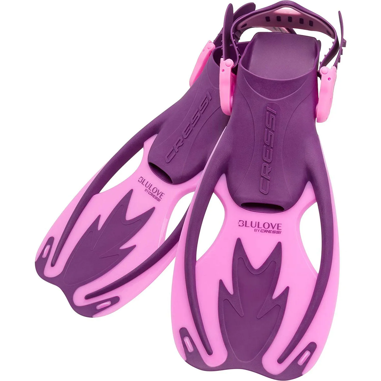 Used Cressi Junior Rocks Mask Fin Snorkel SET-Pink / Purple-LGXLG
