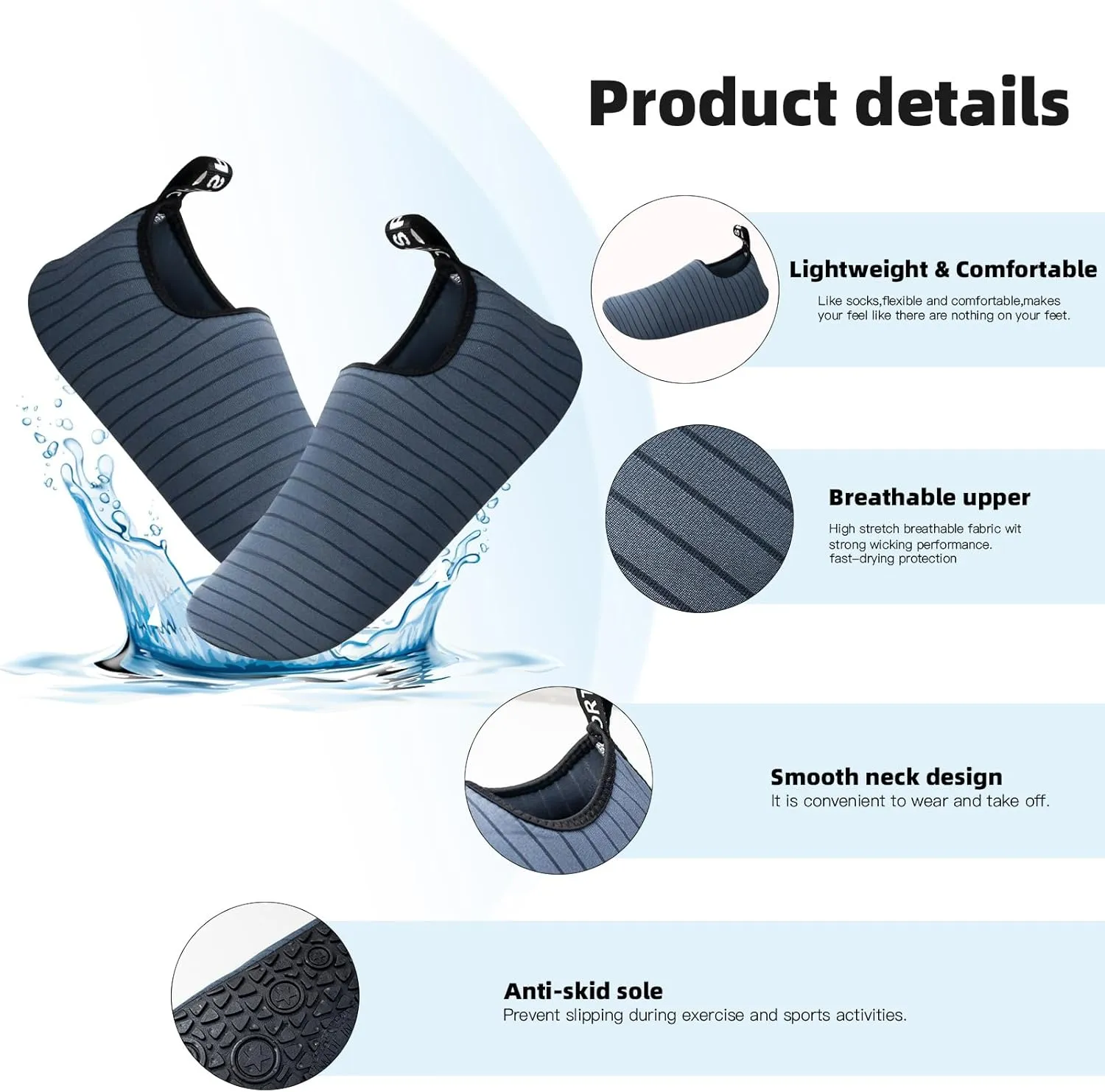 Water Shoes Quick-Dry Aqua Yoga Socks Swim Beach Surf Diving Barefoot Shoes for Men Women