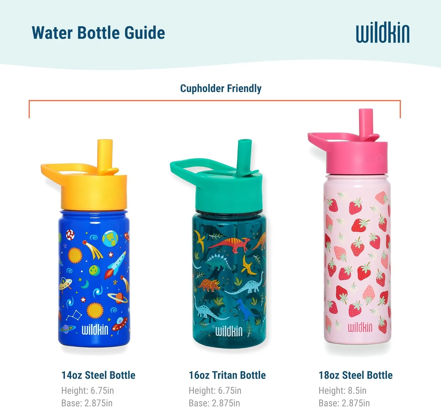 Wildkin Kids 14oz Stainless Steel Water Bottle  BPA-Free, Leakproof, Insulated, Easy-Clean - Heroes