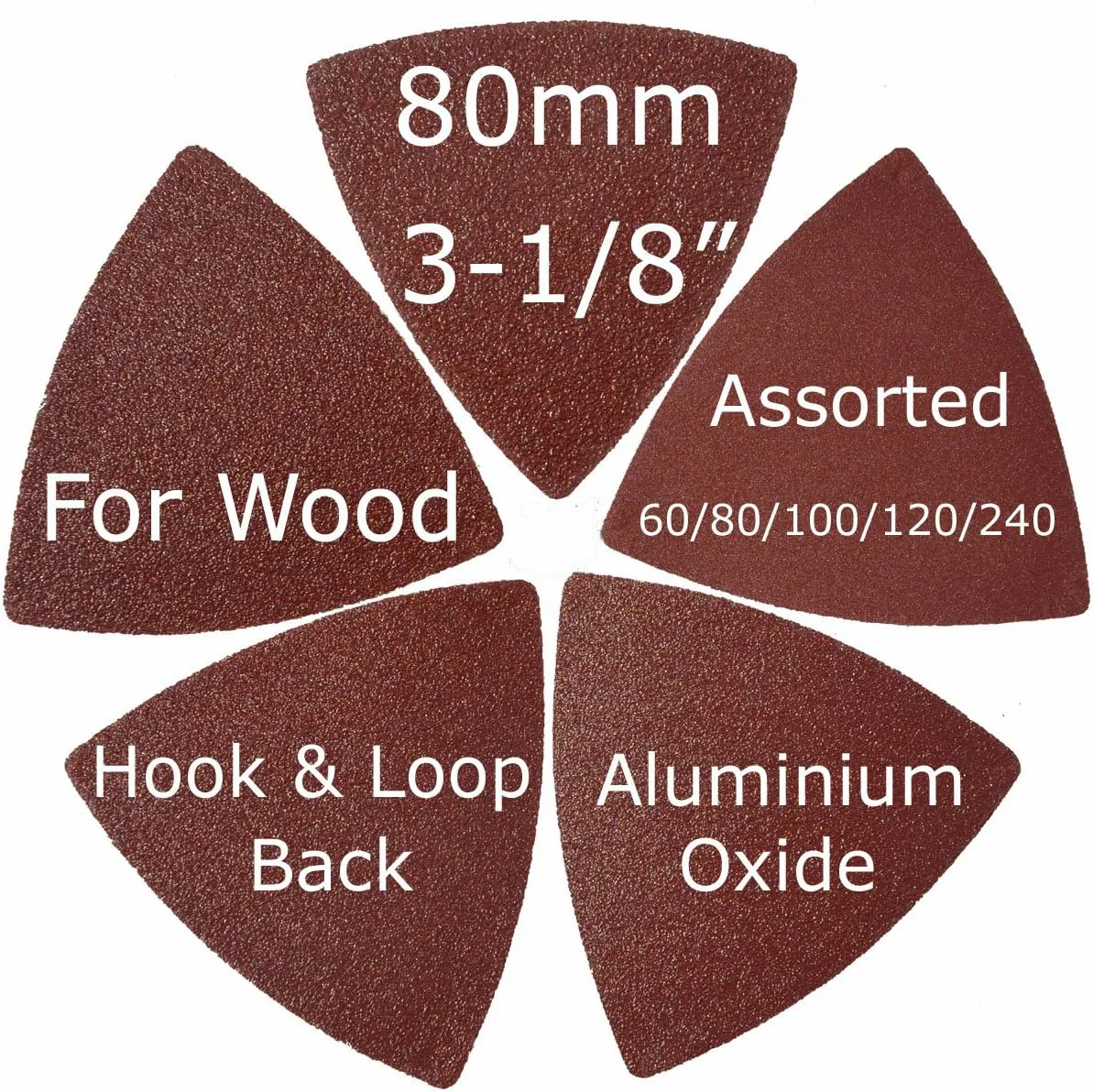 XXGO Oscillating Multi Tool Sanding Kit - 105 Pcs Including Triangle & Finger Sanding Pads, 100 Pcs Multi Tool Sandpaper for Wood