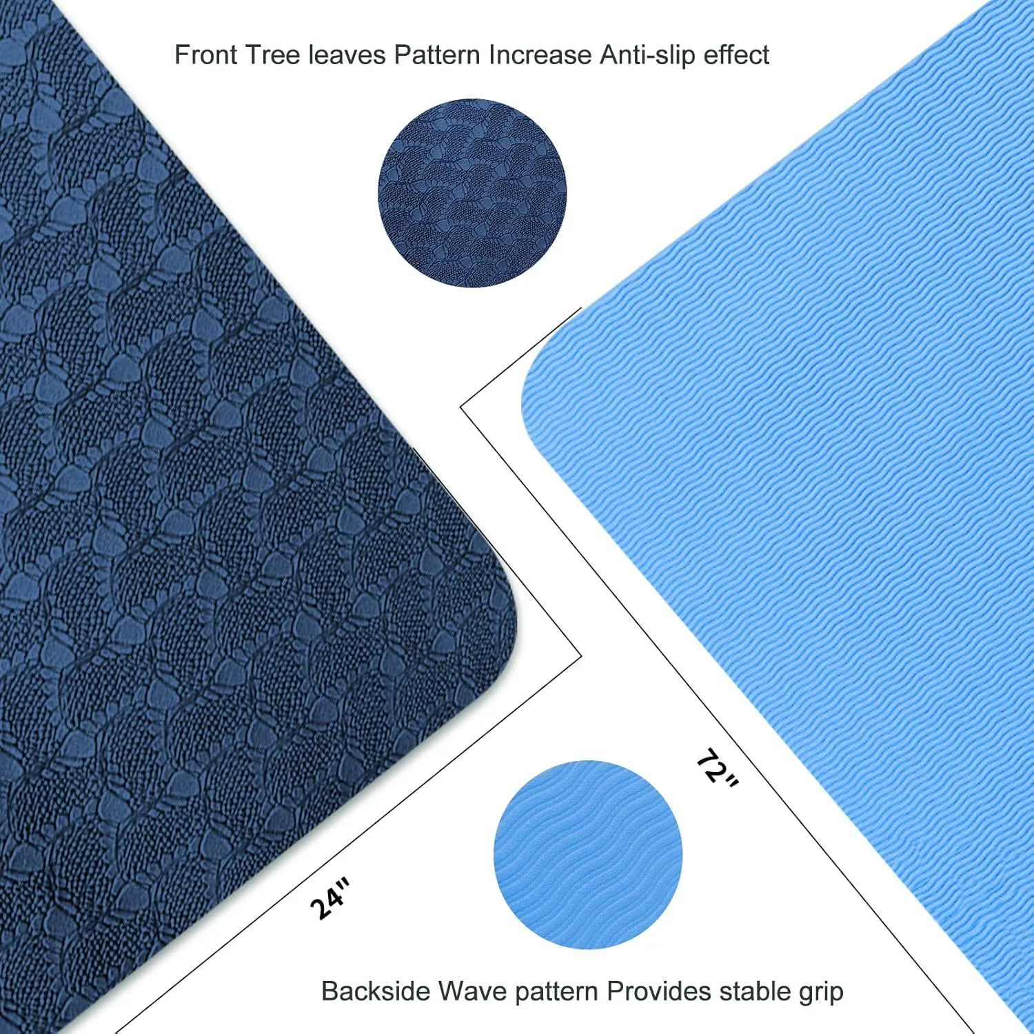 Yoga Mat 1/3 inch Exercise Mats 8mm  Non-Slip Extra Thick High-Density