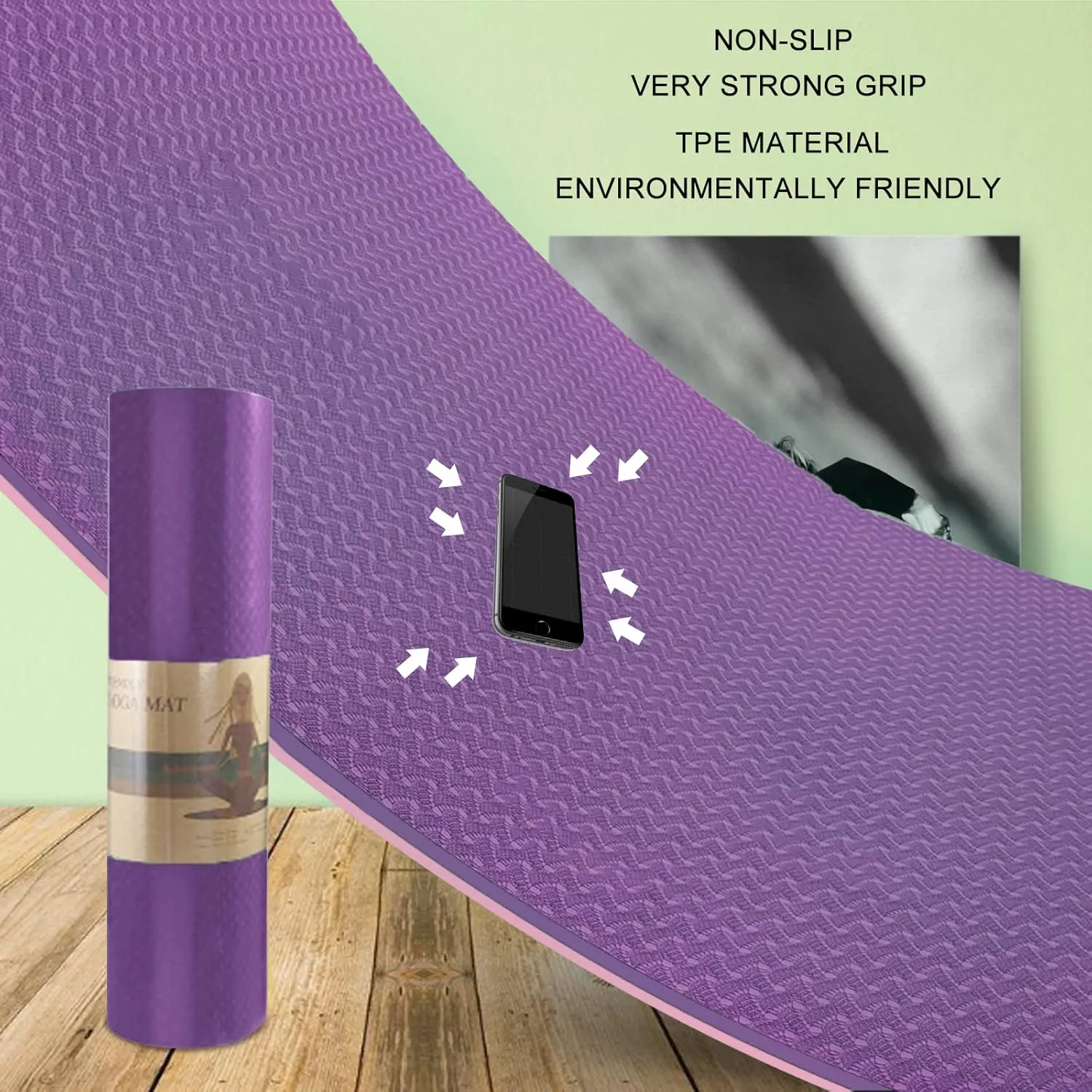 Yoga Mat 1/3 inch Exercise Mats 8mm  Non-Slip Extra Thick High-Density