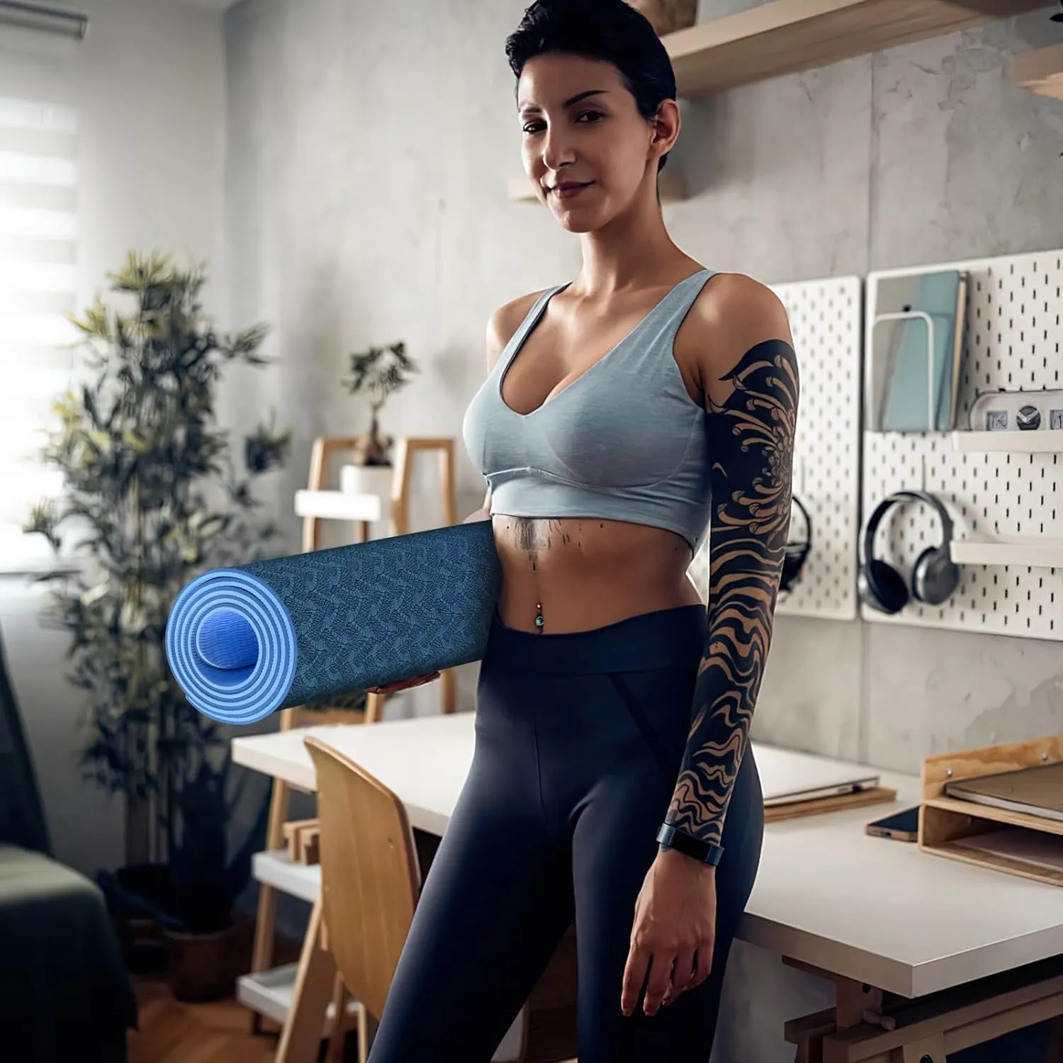 Yoga Mat 1/3 inch Exercise Mats 8mm  Non-Slip Extra Thick High-Density