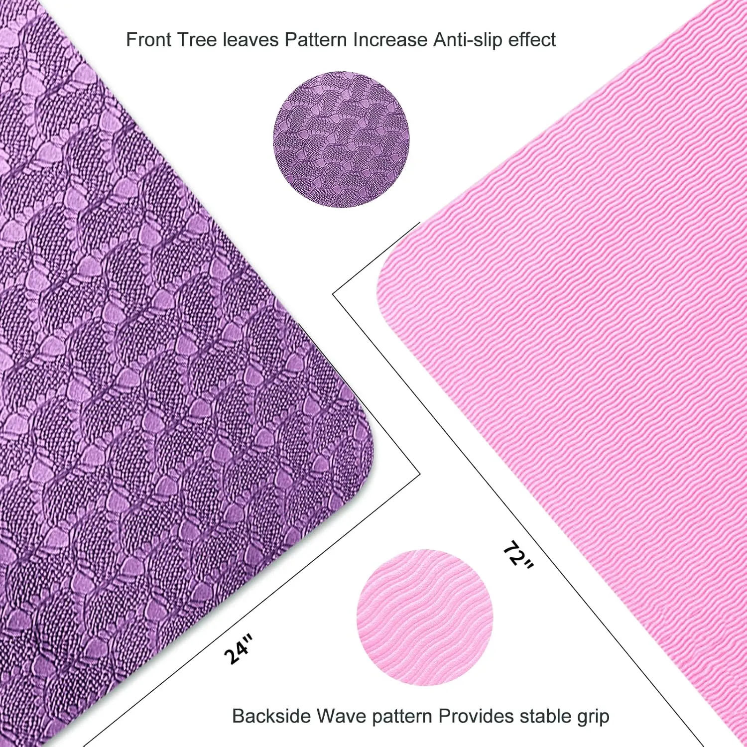 Yoga Mat 1/3 inch Exercise Mats 8mm  Non-Slip Extra Thick High-Density