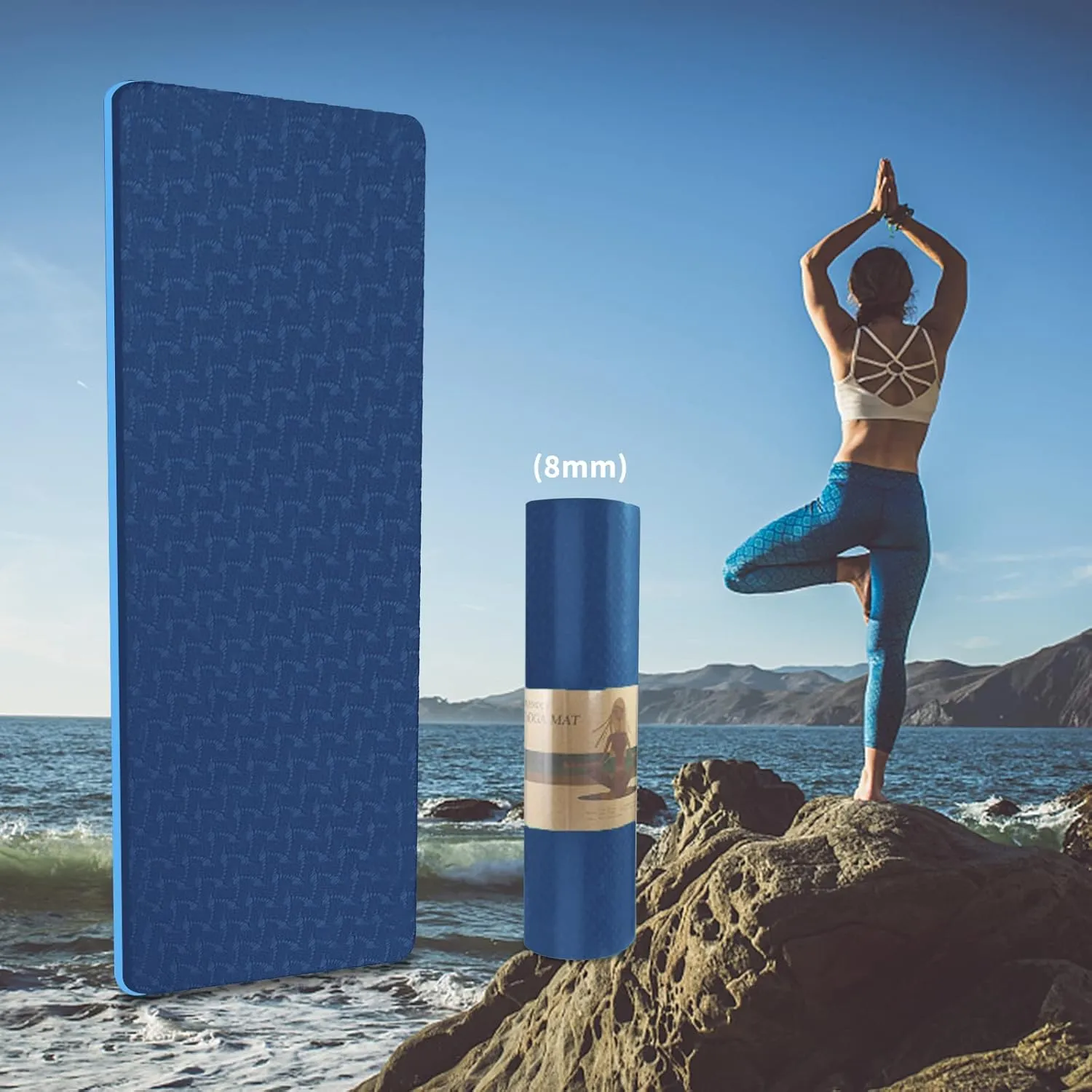 Yoga Mat 1/3 inch Exercise Mats 8mm  Non-Slip Extra Thick High-Density