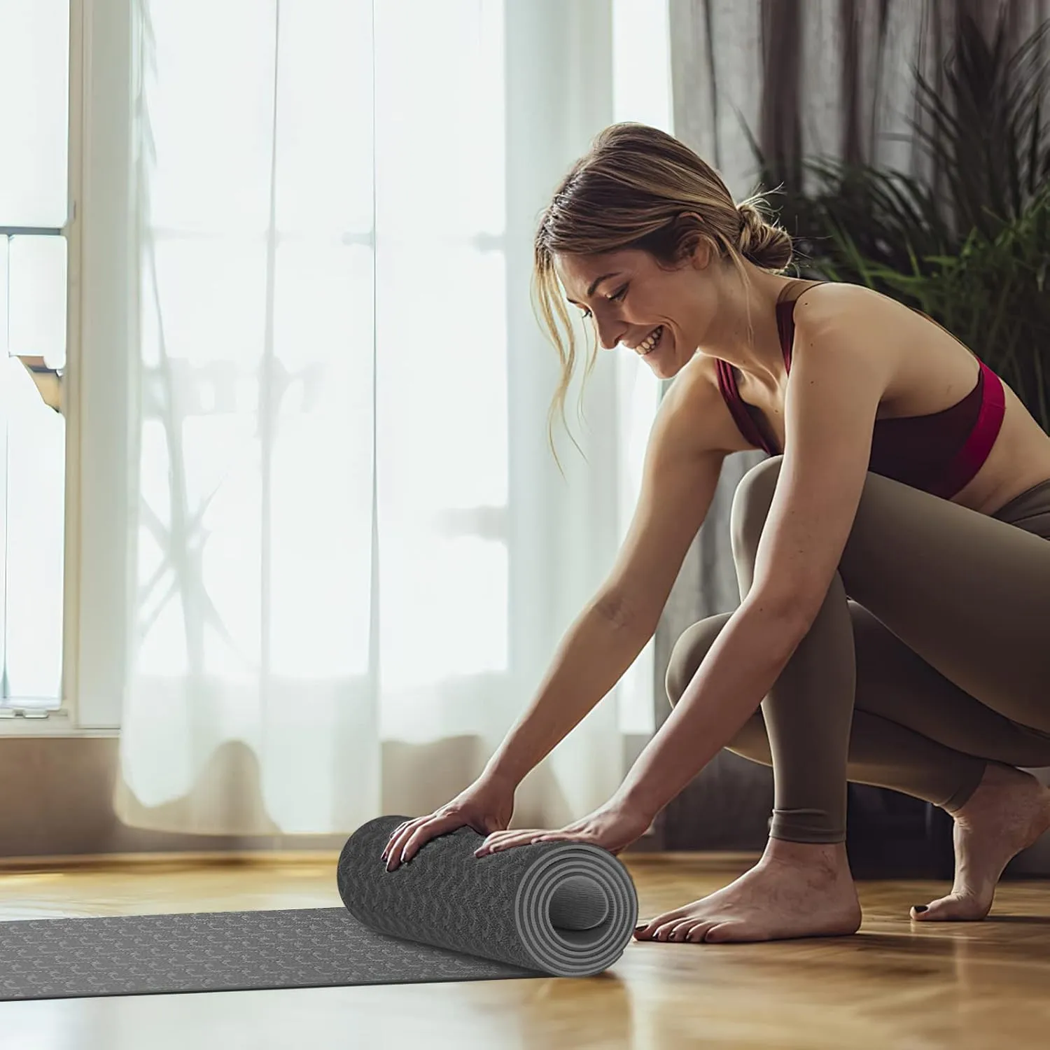Yoga Mat 1/3 inch Exercise Mats 8mm  Non-Slip Extra Thick High-Density