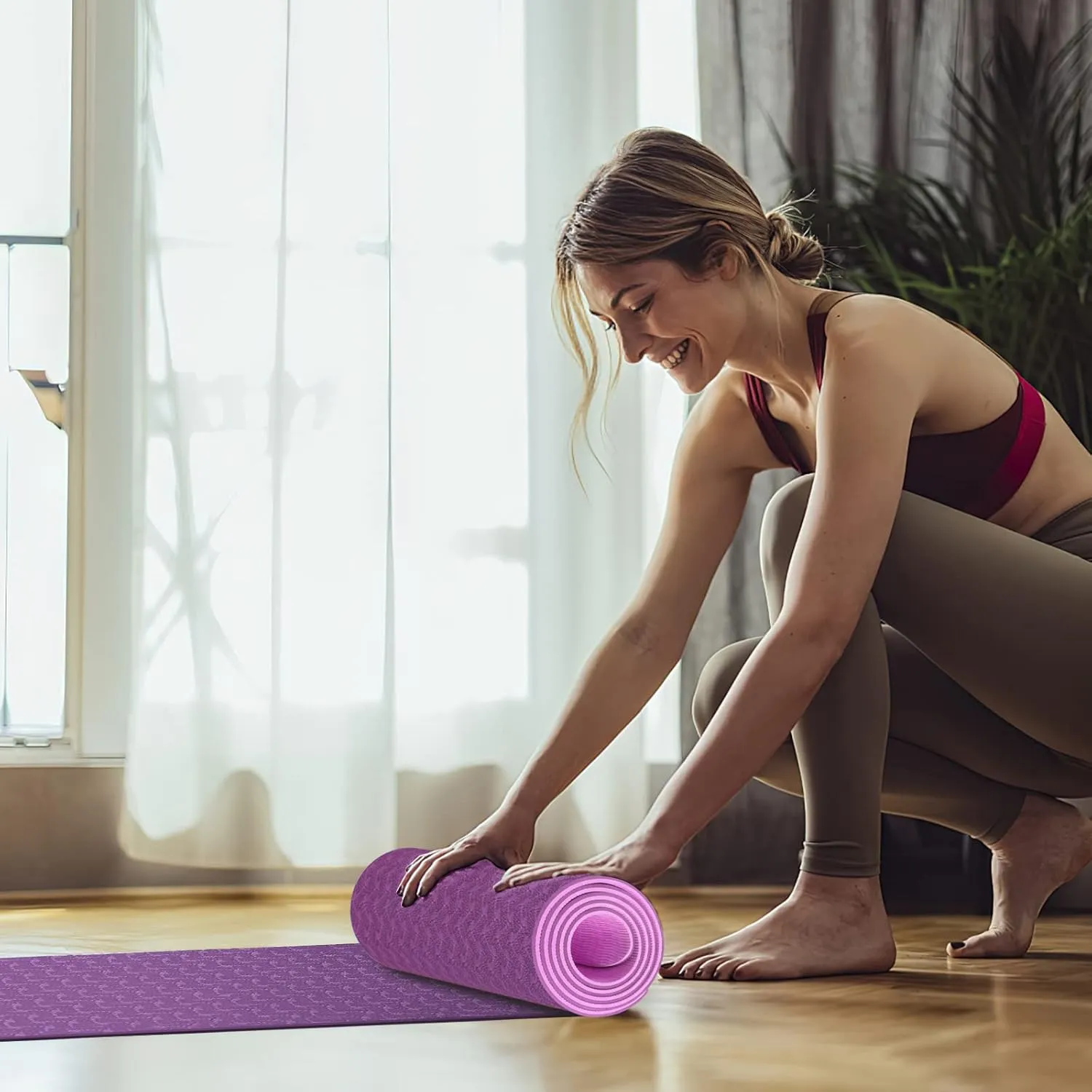 Yoga Mat 1/3 inch Exercise Mats 8mm  Non-Slip Extra Thick High-Density