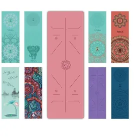 Yoga Mat with Correct Alignment - Non Slip Exercise & Fitness Mat for All Types of Yoga, Pilates & Floor Workouts