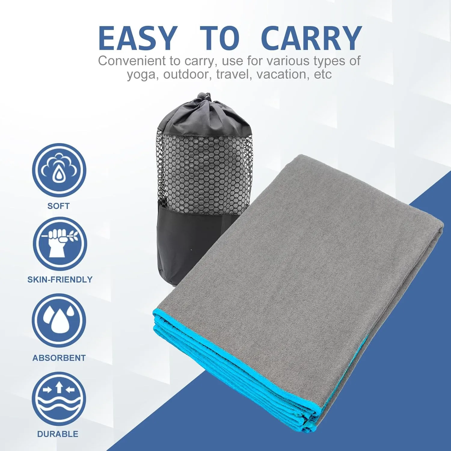 Yoga Towel - Microfiber Non Slip Yoga Mat Towel with Grip Dot Sweat Absorbent