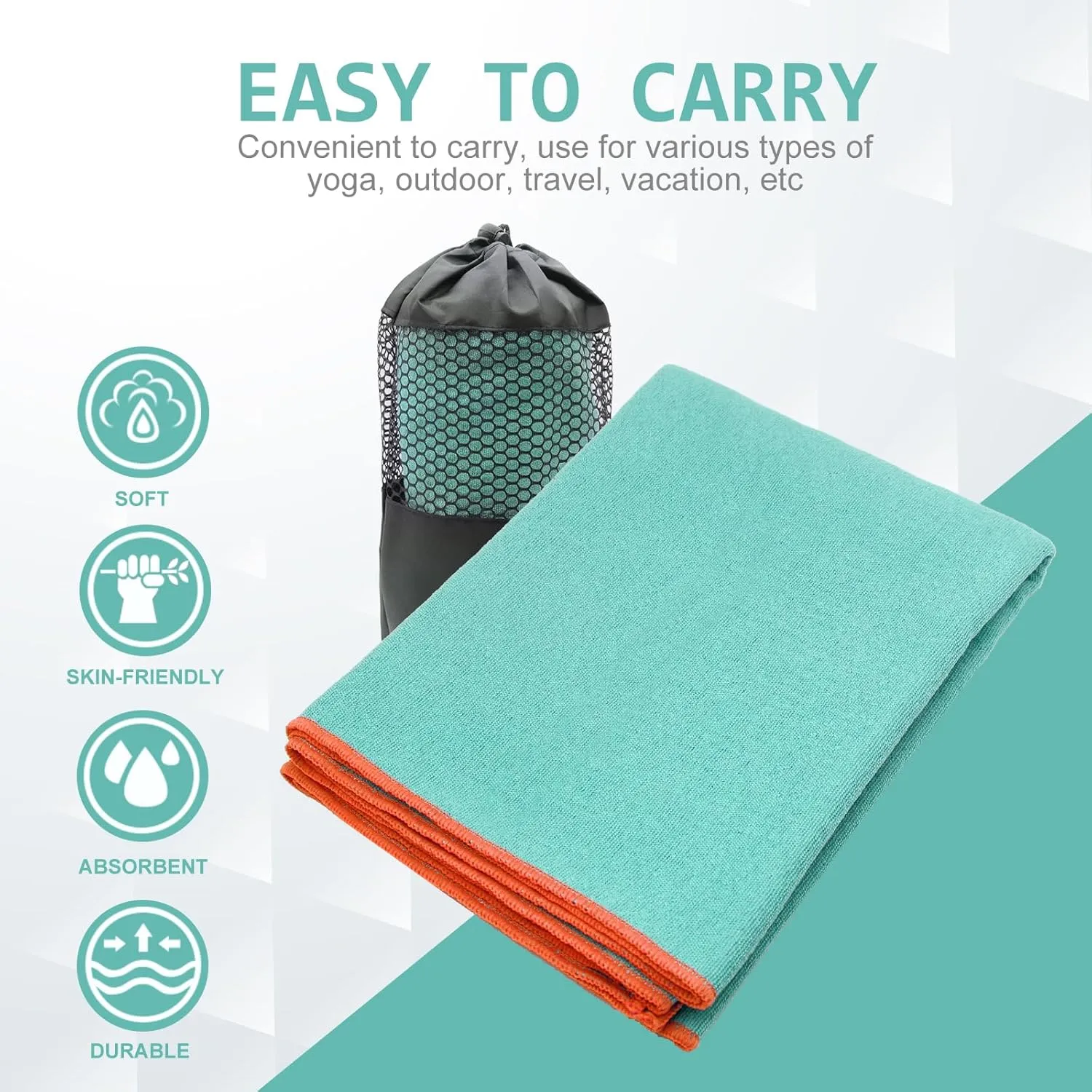 Yoga Towel - Microfiber Non Slip Yoga Mat Towel with Grip Dot Sweat Absorbent