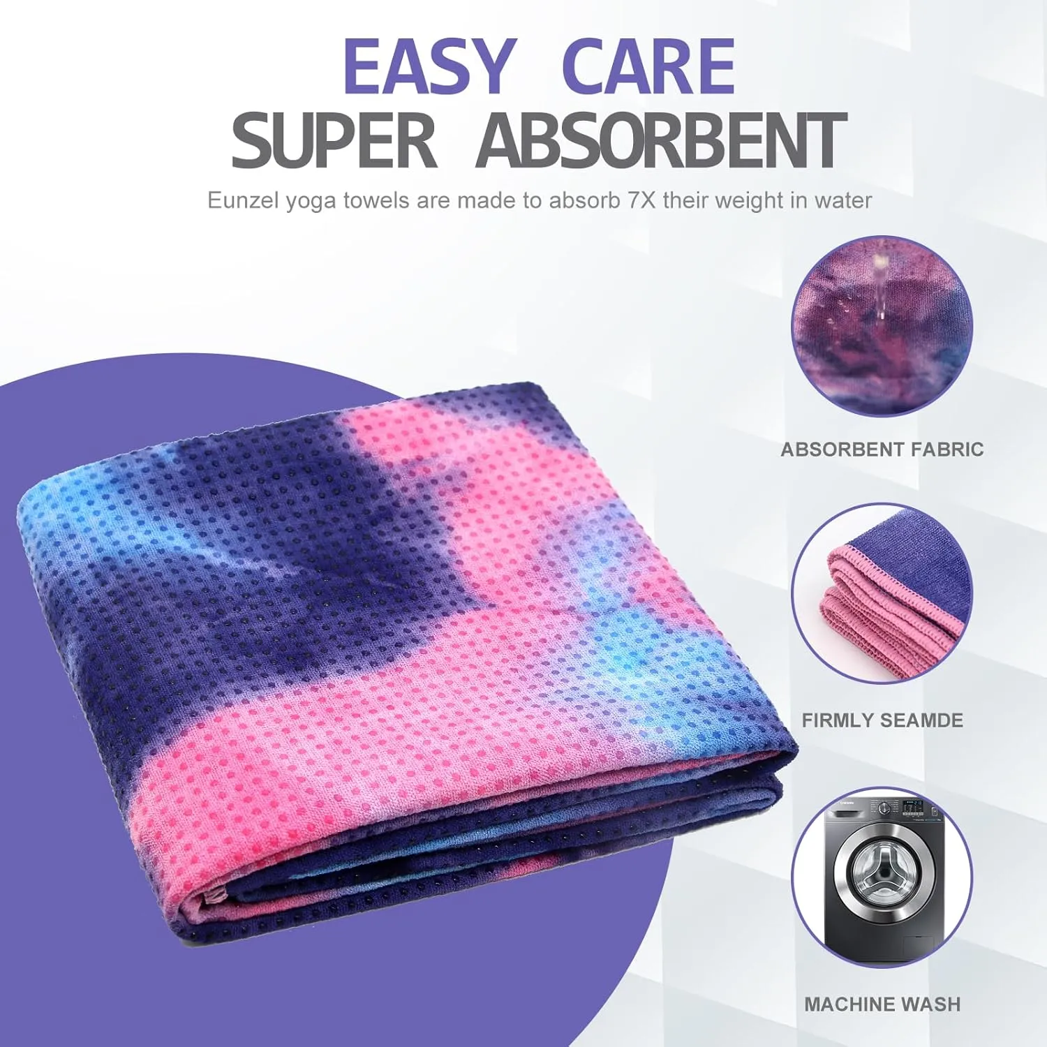 Yoga Towel - Microfiber Non Slip Yoga Mat Towel with Grip Dot Sweat Absorbent