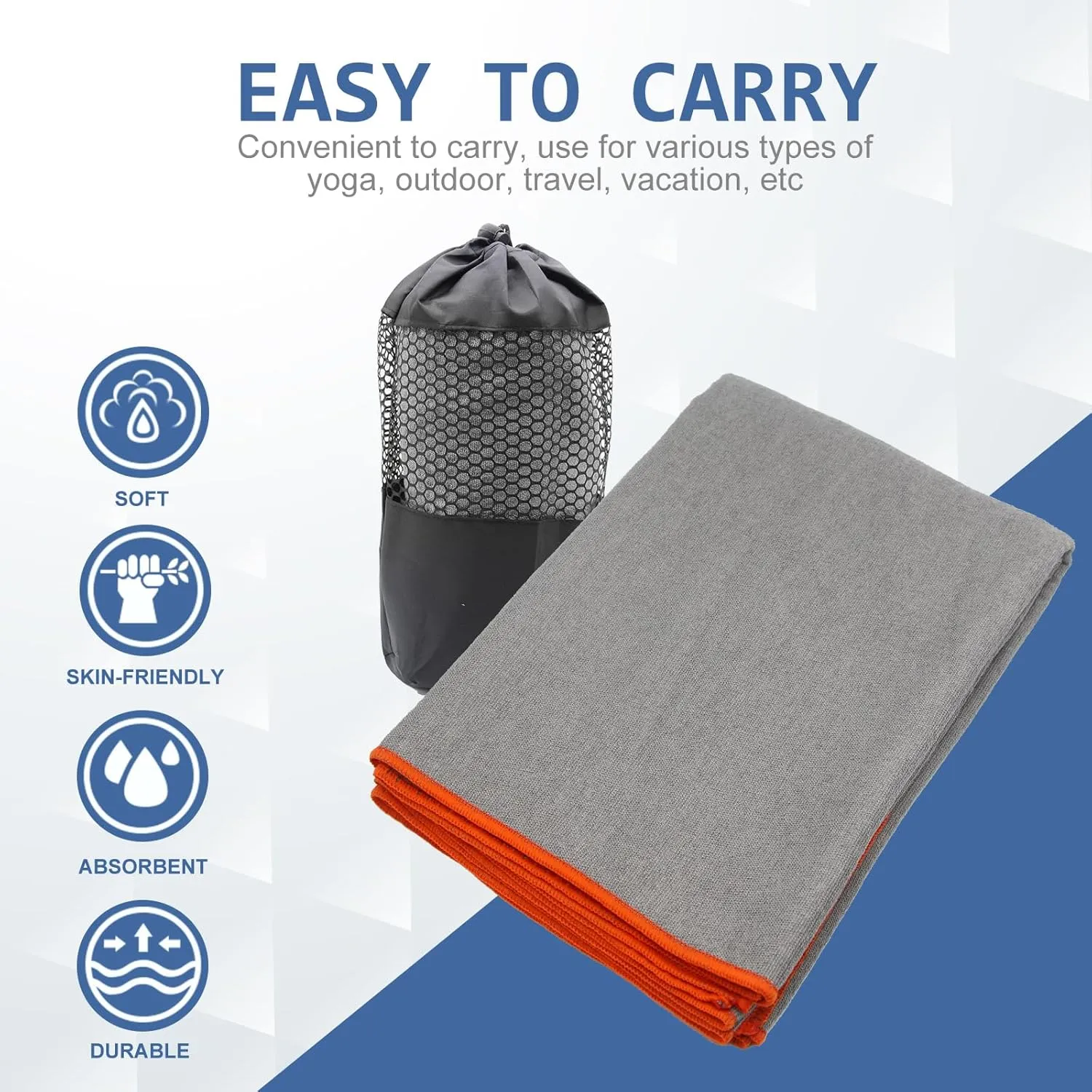 Yoga Towel - Microfiber Non Slip Yoga Mat Towel with Grip Dot Sweat Absorbent