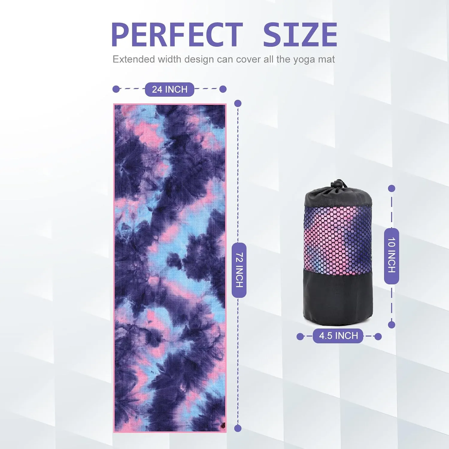 Yoga Towel - Microfiber Non Slip Yoga Mat Towel with Grip Dot Sweat Absorbent