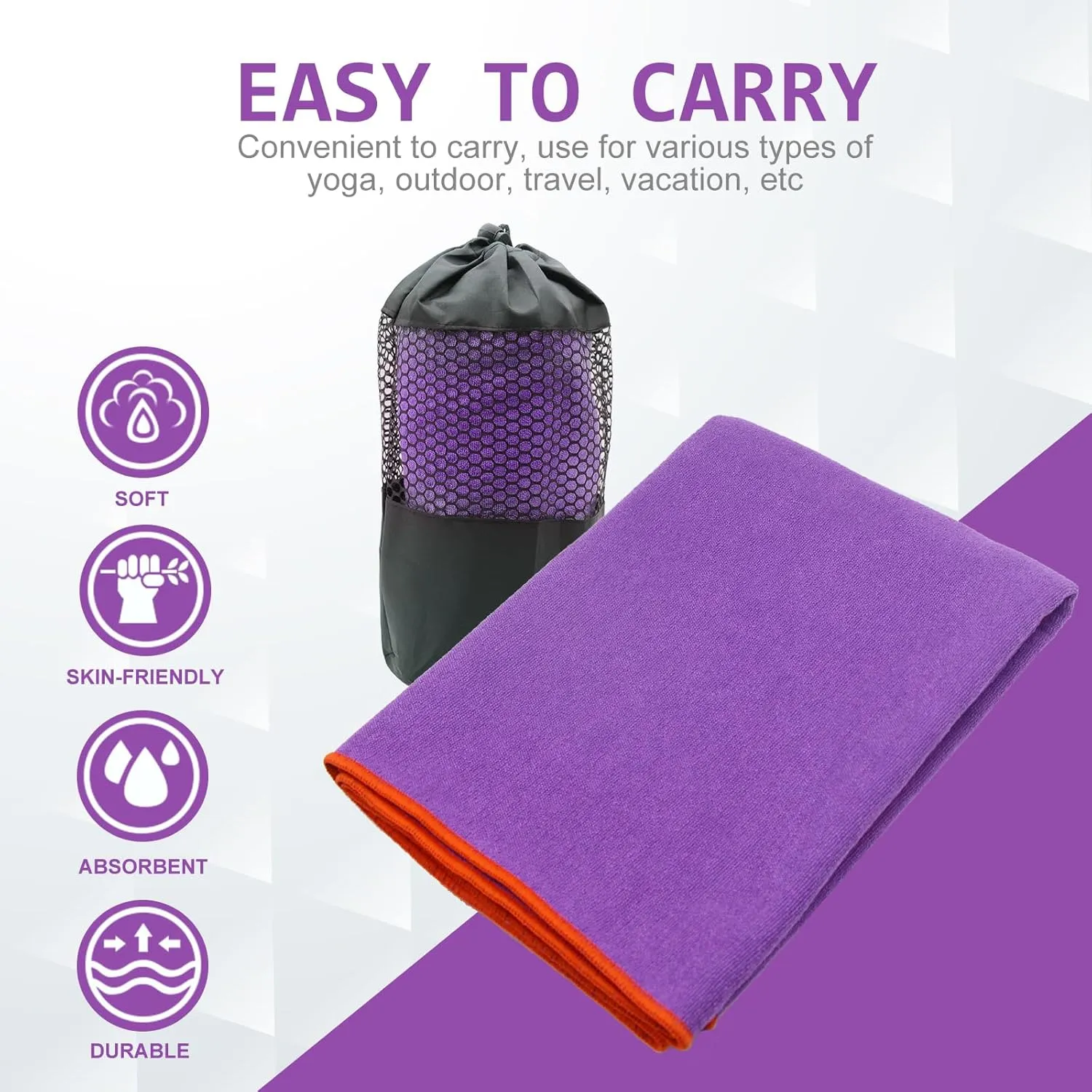 Yoga Towel - Microfiber Non Slip Yoga Mat Towel with Grip Dot Sweat Absorbent