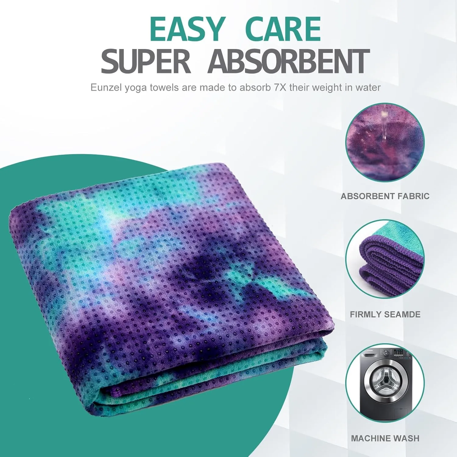 Yoga Towel - Microfiber Non Slip Yoga Mat Towel with Grip Dot Sweat Absorbent