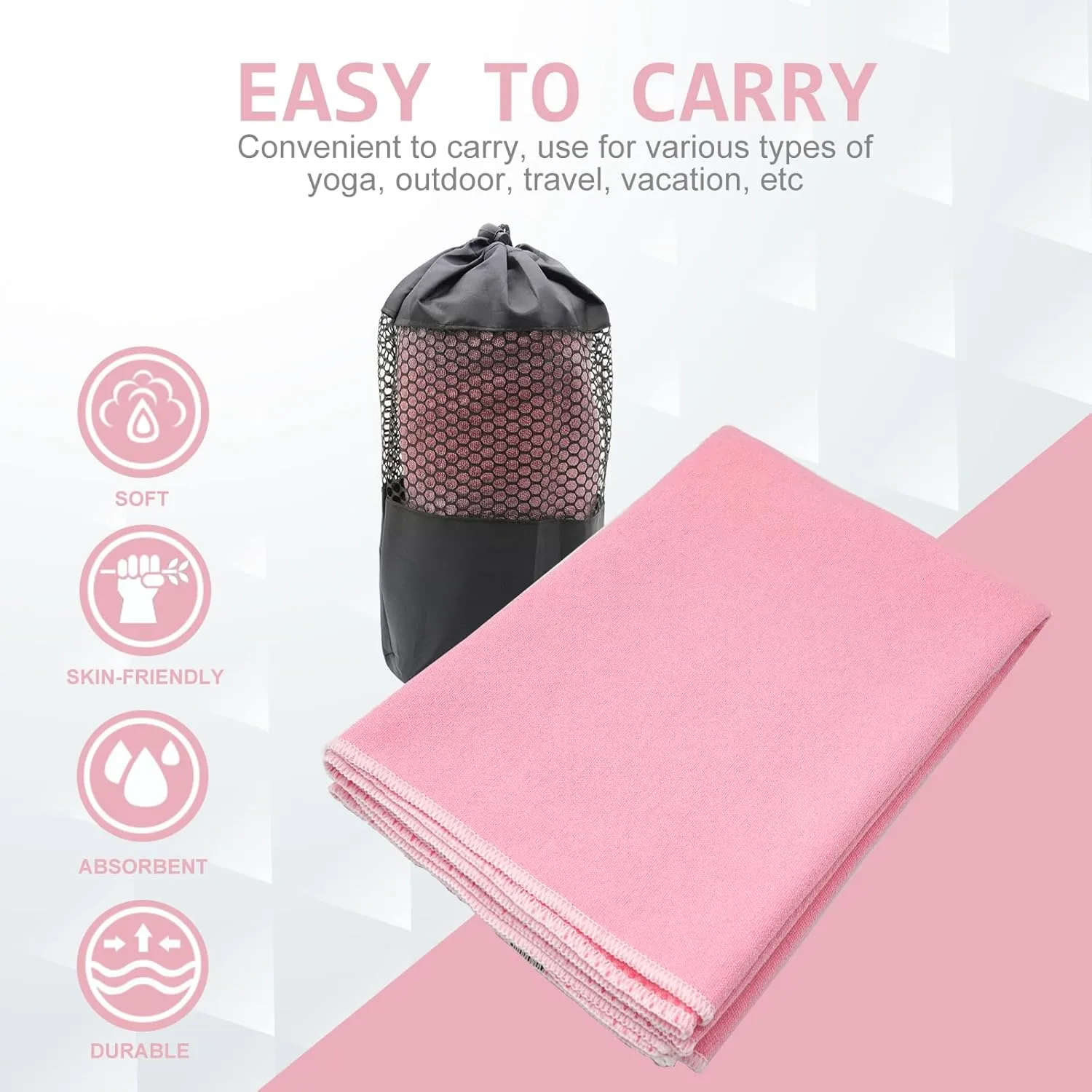 Yoga Towel - Microfiber Non Slip Yoga Mat Towel with Grip Dot Sweat Absorbent